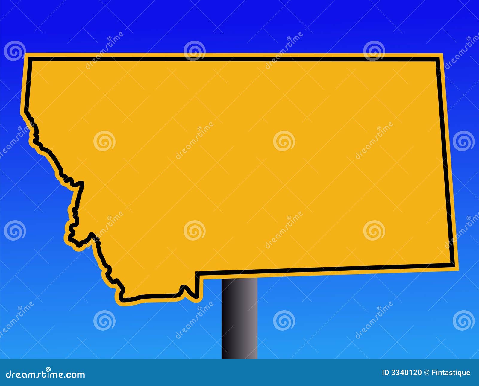 Signal d'avertissement du Montana. Avertissement signal dedans la forme du Montana sur l'illustration bleue