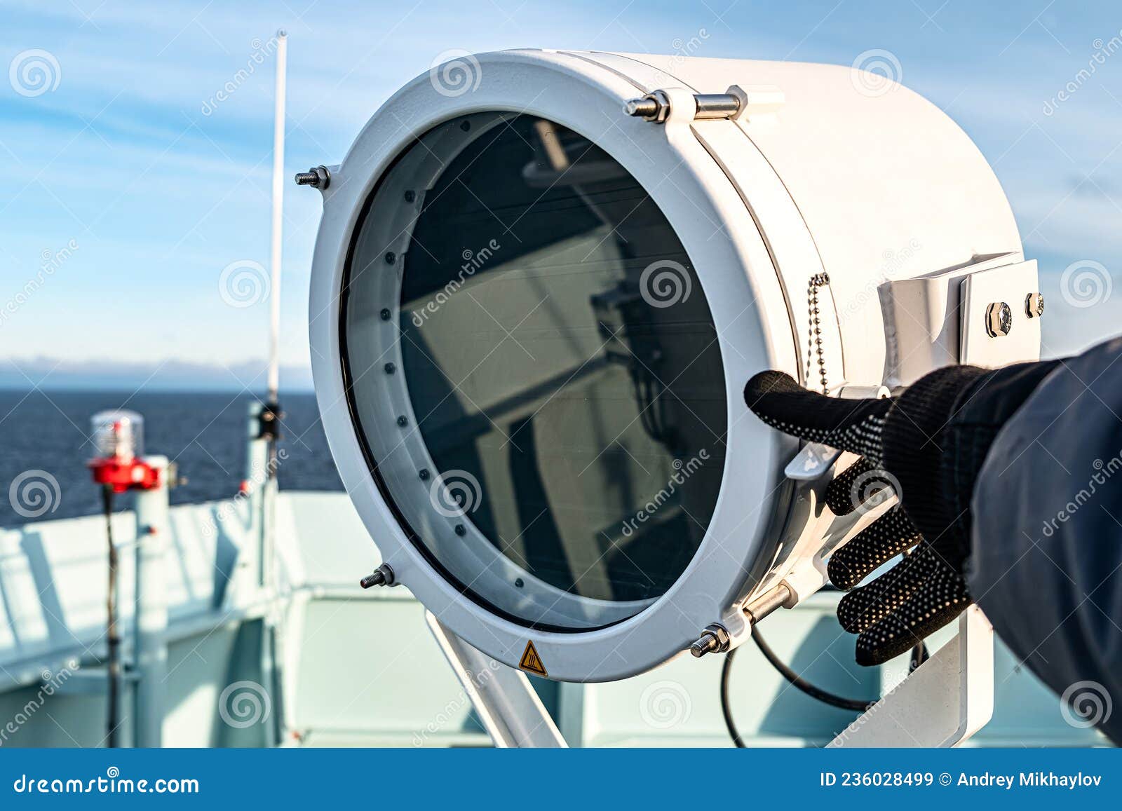 The Lamp is Designed To Provide Morse Code Light Signals and Lighting. Visual Communication with Ships Stock Image - Image of metal, mindfulness: 236028499