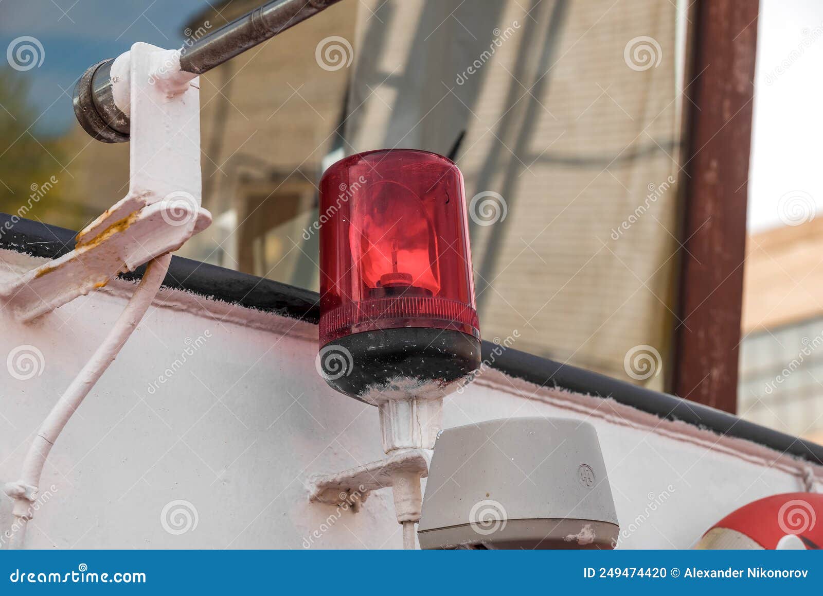 Signal lamp on the ship. stock photo. Image of night 249474420