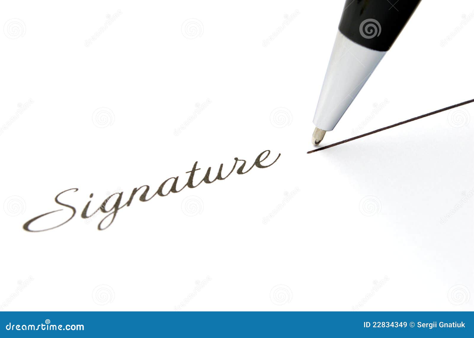 The signature and ball pen stock image. Image of write 22834349
