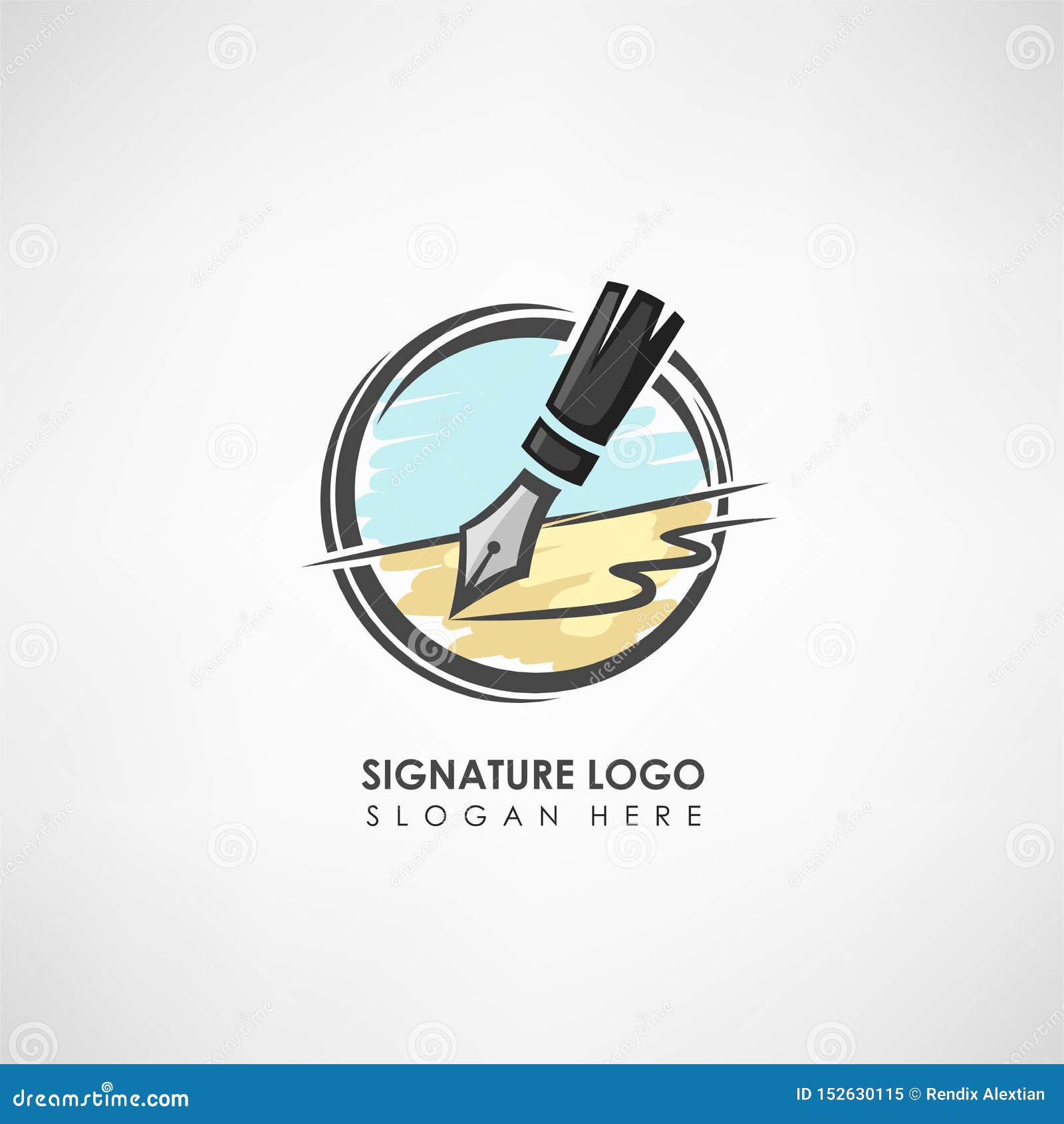 Signature Concept Logo Template with Pen Drawing. Label Template Throughout Adobe Illustrator Label Template