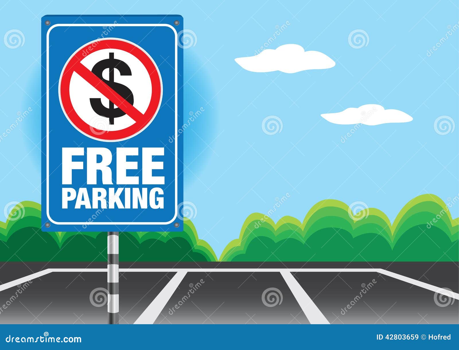 Signboard Showing Free Parking Message Stock Vector Illustration of