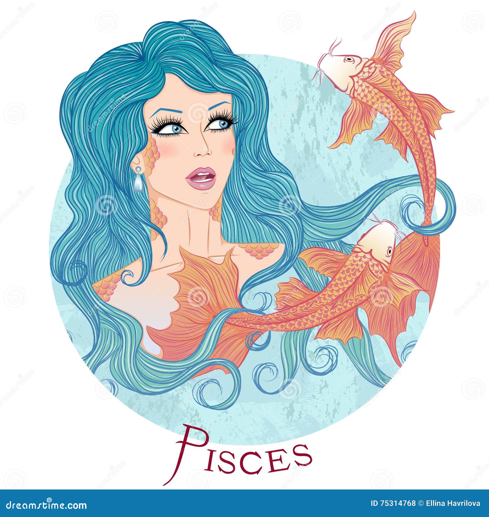 Personnage Anime Signe Astrologique Poisson Signe Astrologique De Poissons En Tant Que Belle Fille Illustration de
