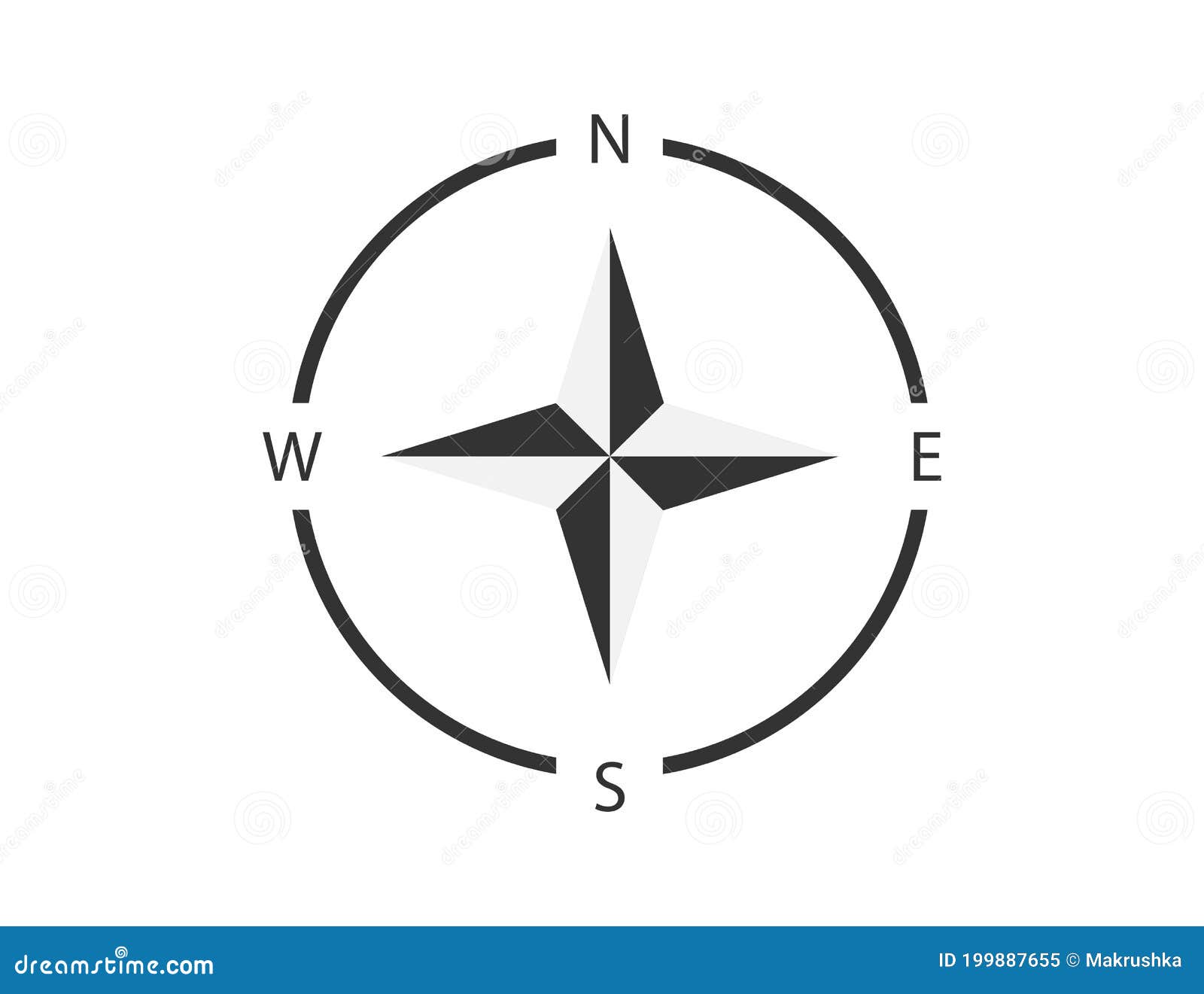 Signe De Boussole Du Nord, Sud, Ouest Et Direction Est Navigation De Carte Ayant La Forme D