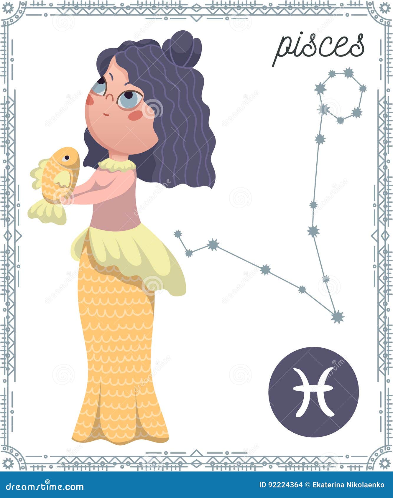 Personnage Anime Signe Astrologique Poisson Signe Poissons De Zodiaque Personnage De Dessin Animé Drôle
