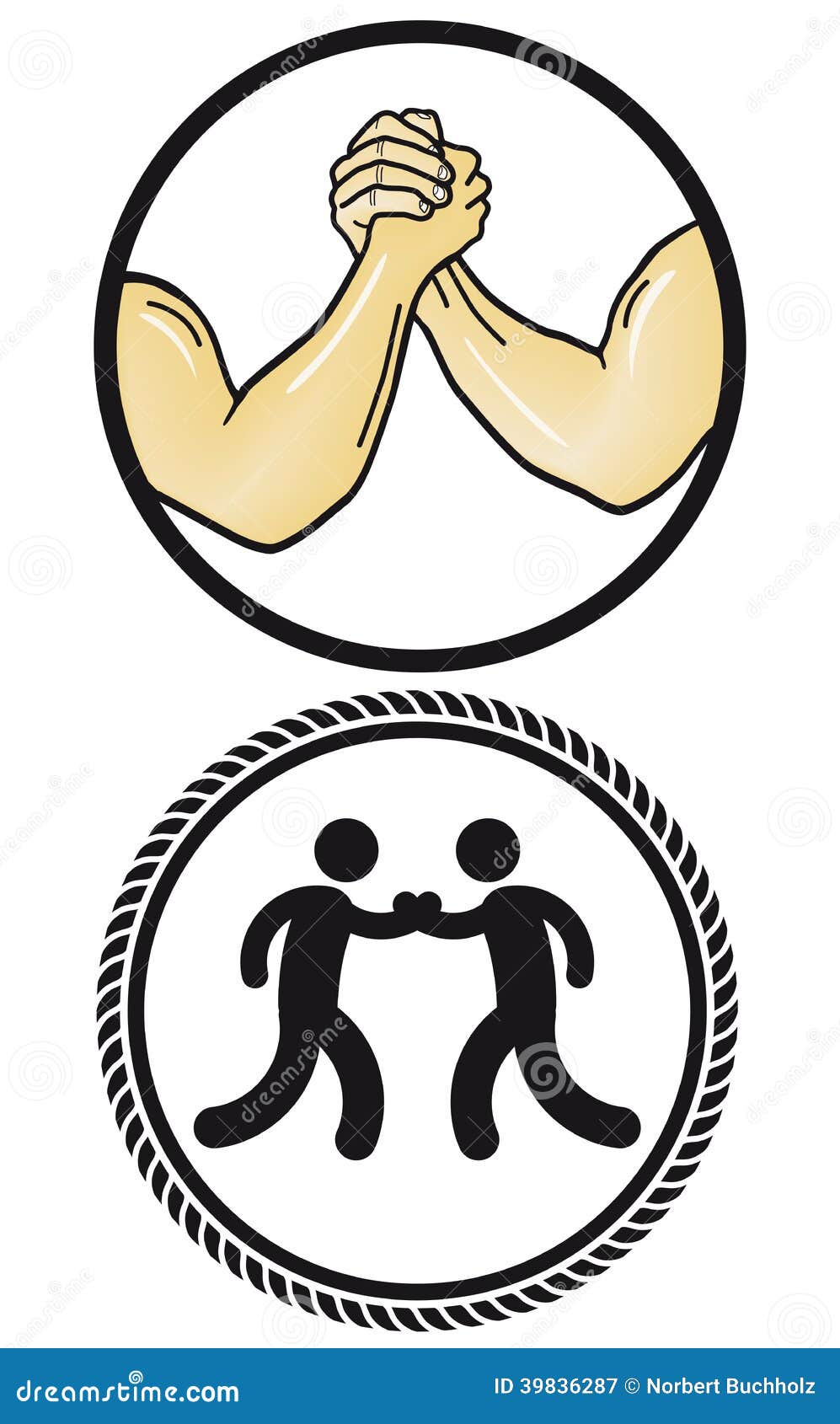 Signes de bras de fer illustration de vecteur. Illustration du illustré