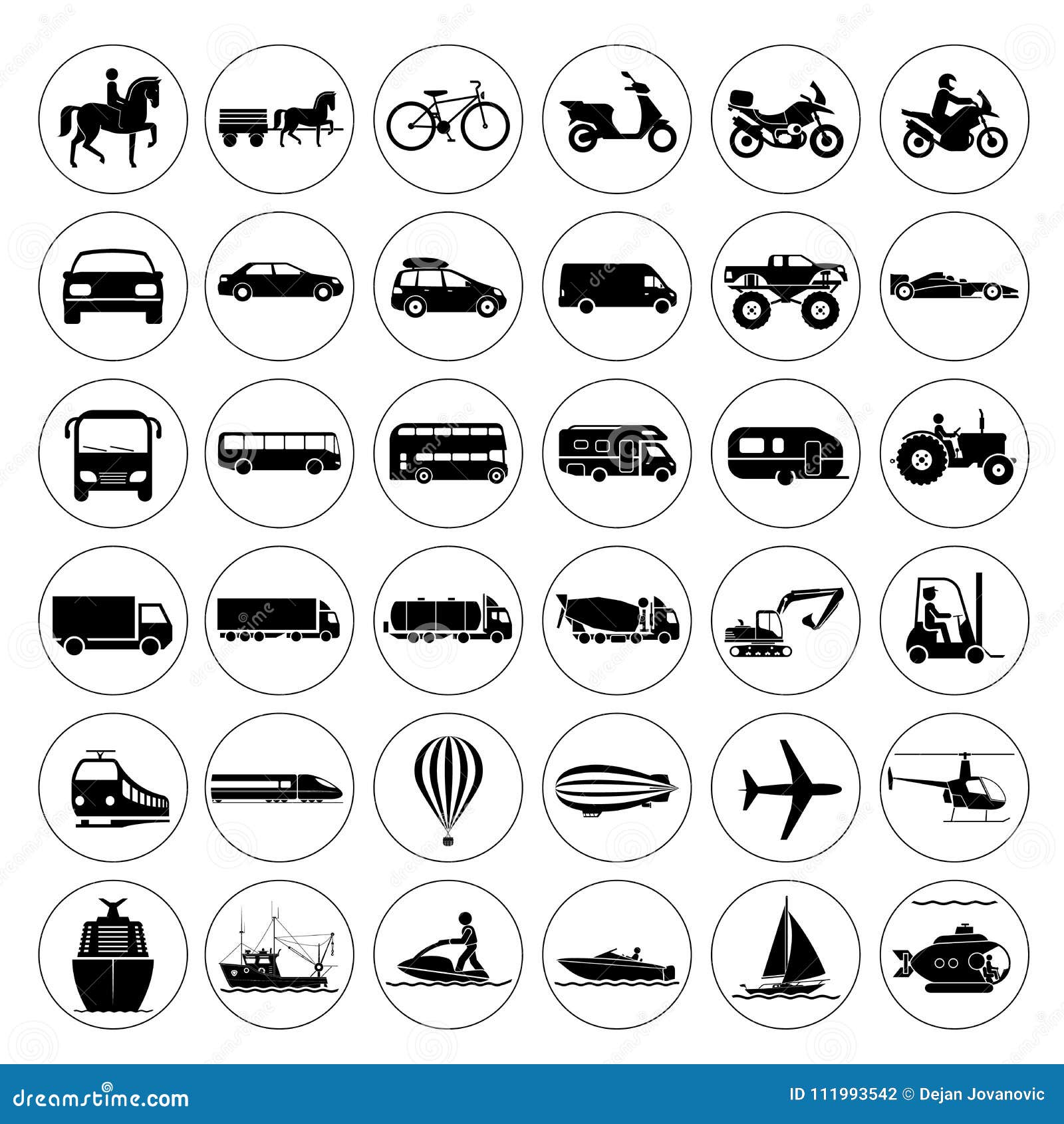Signes Presentant Differents Moyens De Transport Illustration De Vecteur Illustration Du Dessin Avion