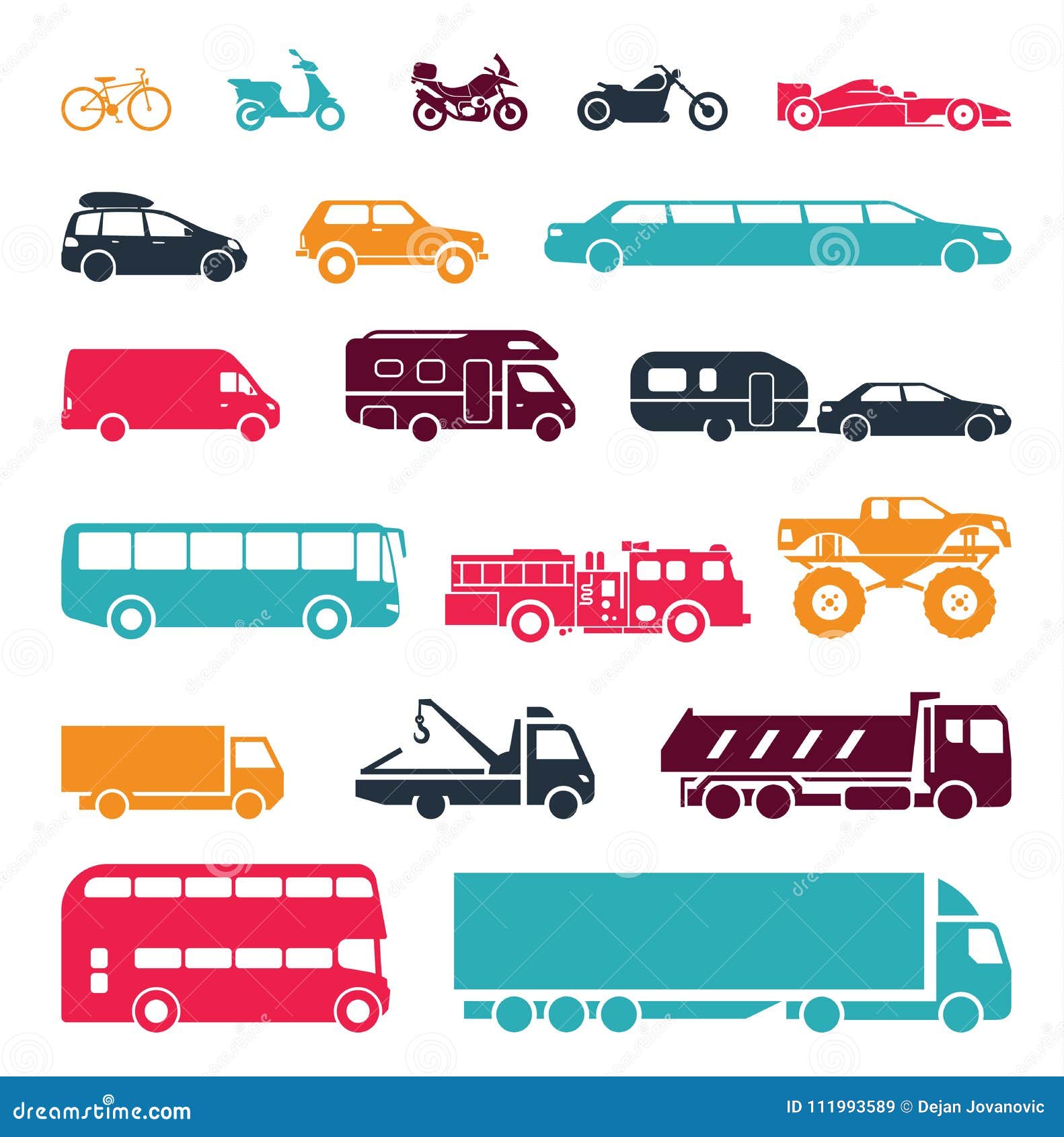 Signes Presentant Differents Moyens De Transport Illustration De Vecteur Illustration Du Campeur Mobile