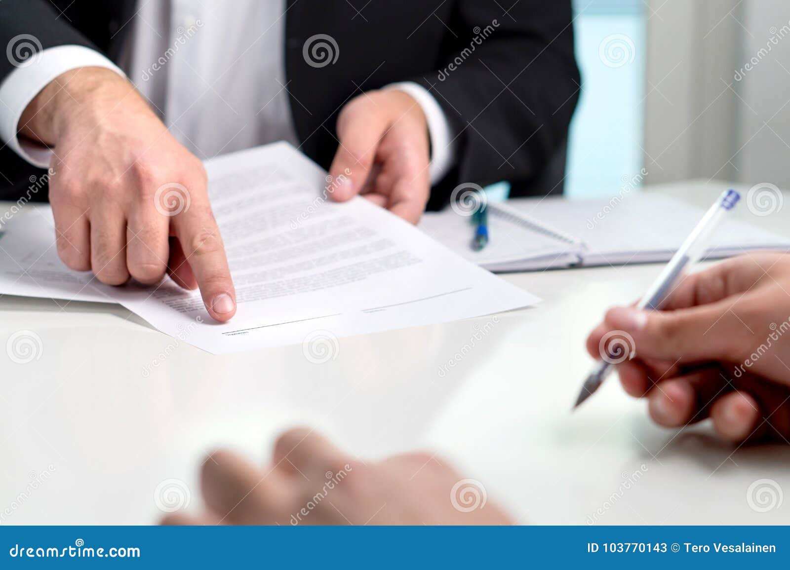 signing a contract or agreement.