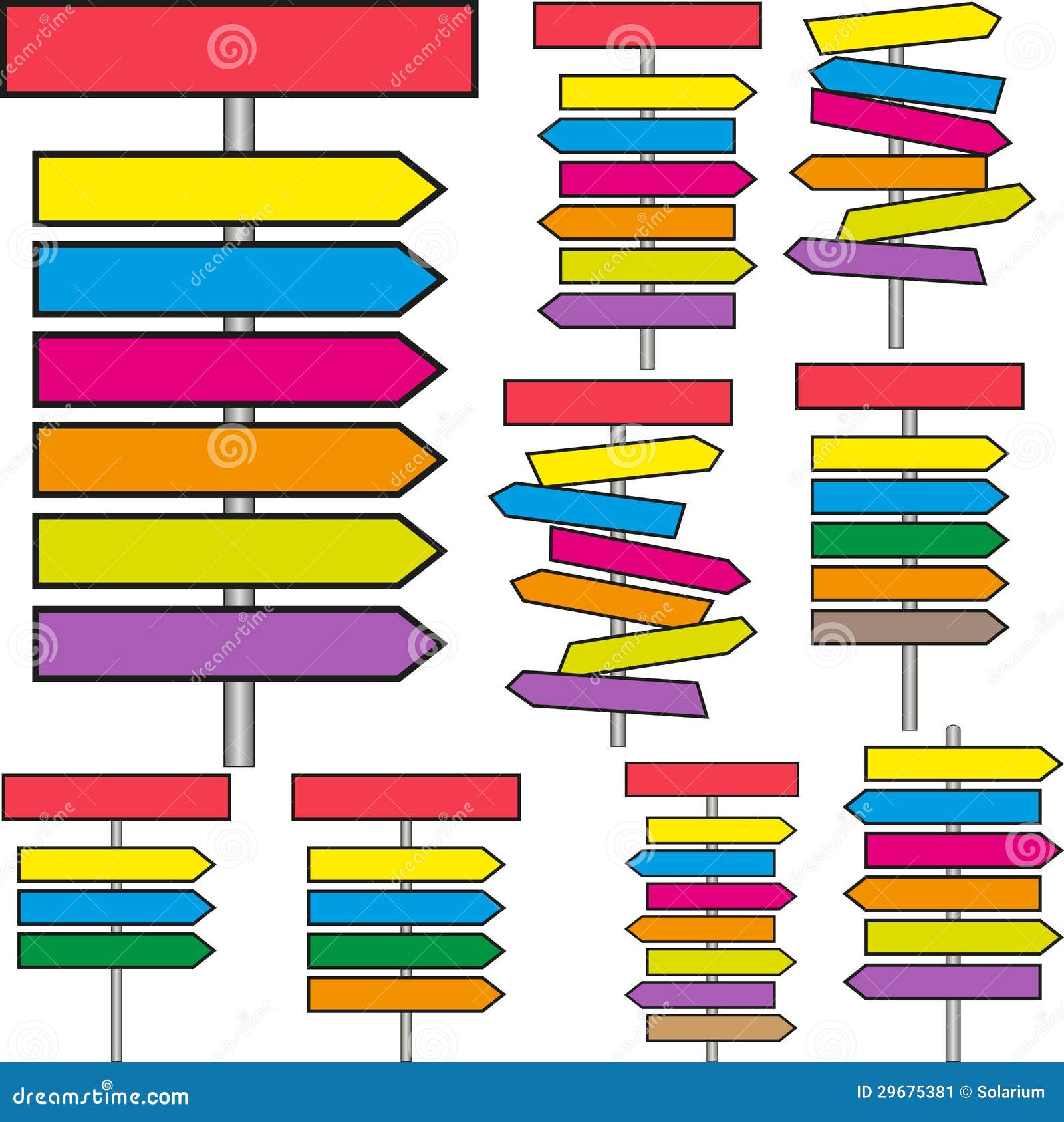 Uppsättning av den olika signposten - illustration