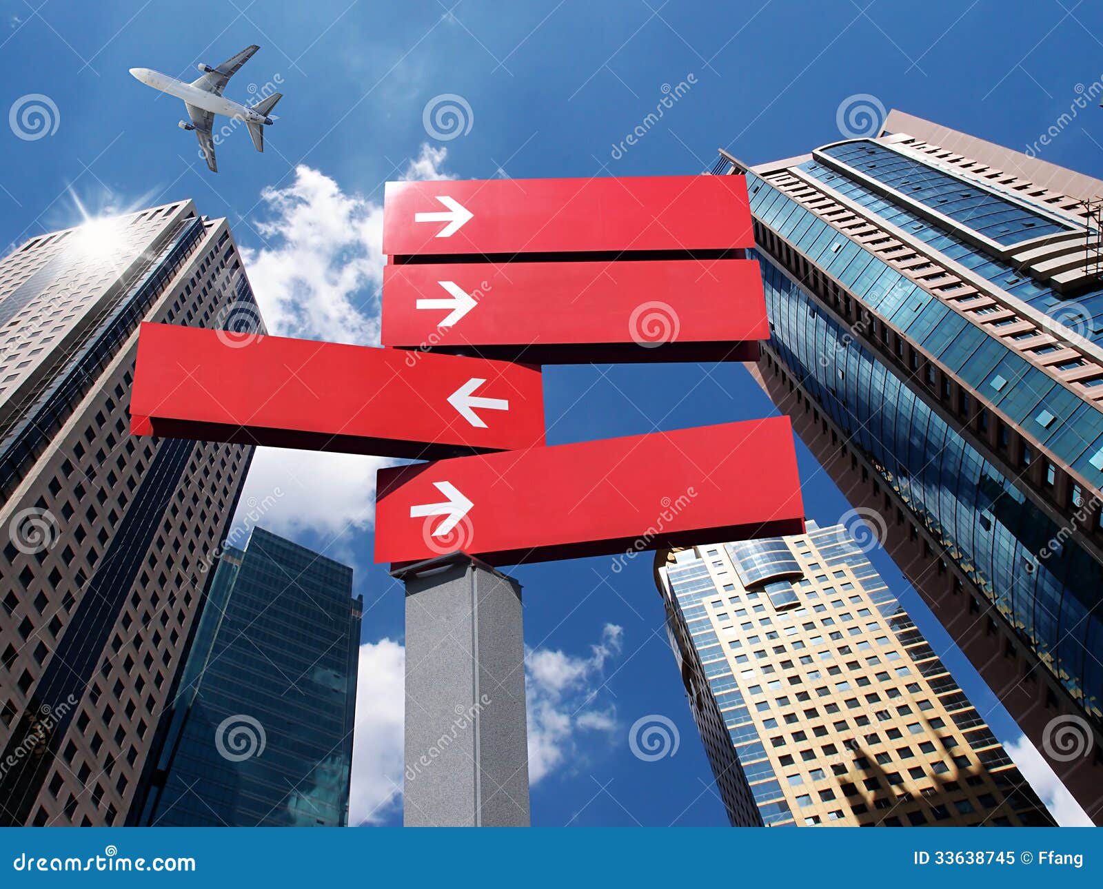signpost and buildings