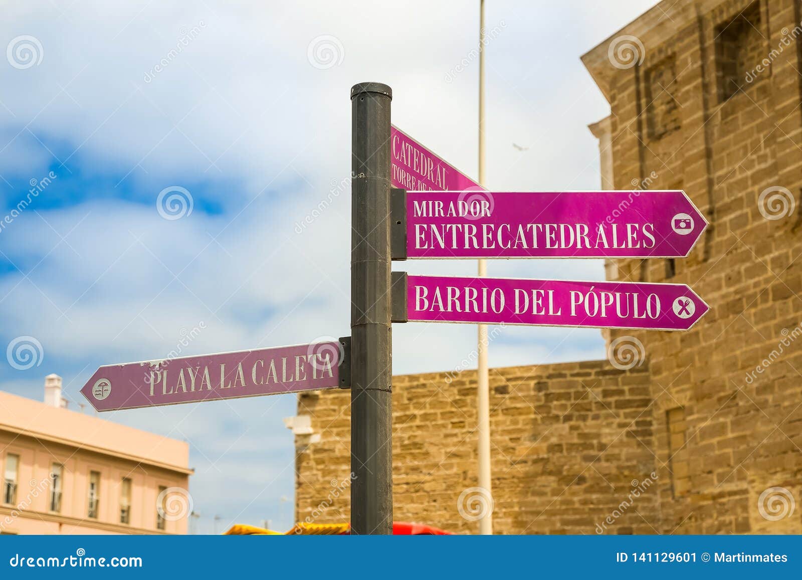 signpost in cÃ¡diz promenade behind the cÃ¡diz cathedral