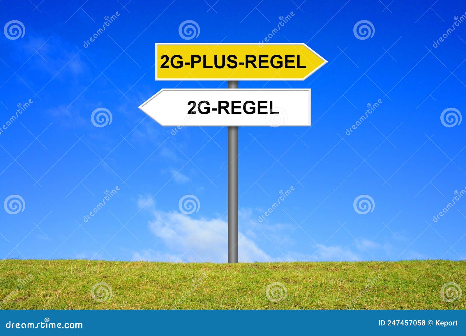 signpost showing 2g-rule and 2g-plus-rule german