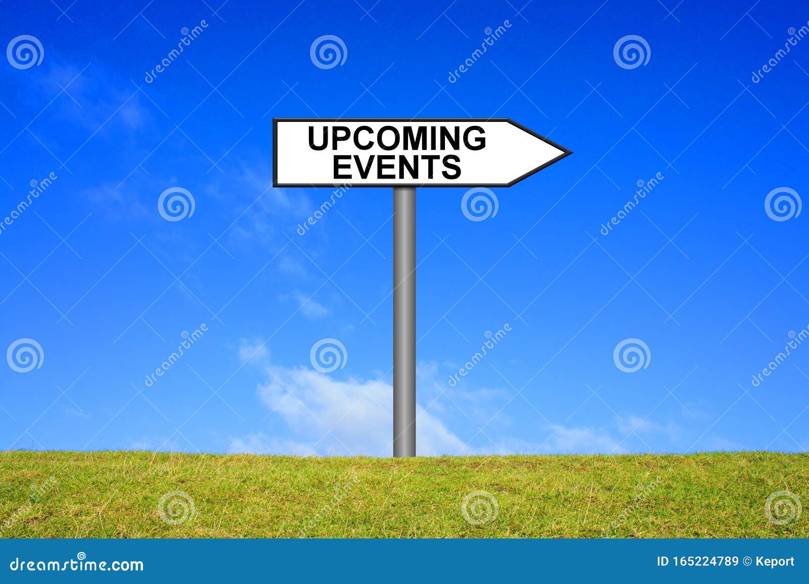 signpost showing upcoming events