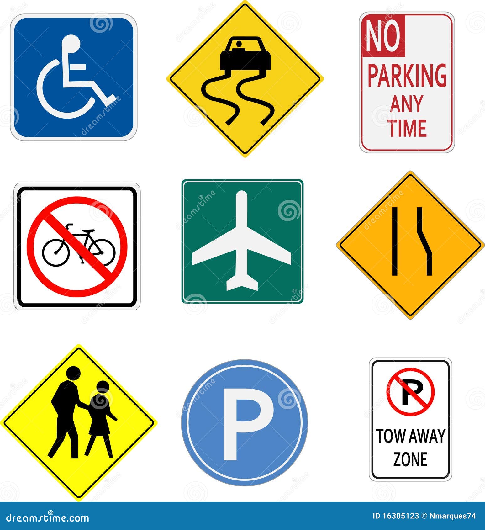 Image Of Various Road Signs Cartoon Vector | CartoonDealer.com #15438255