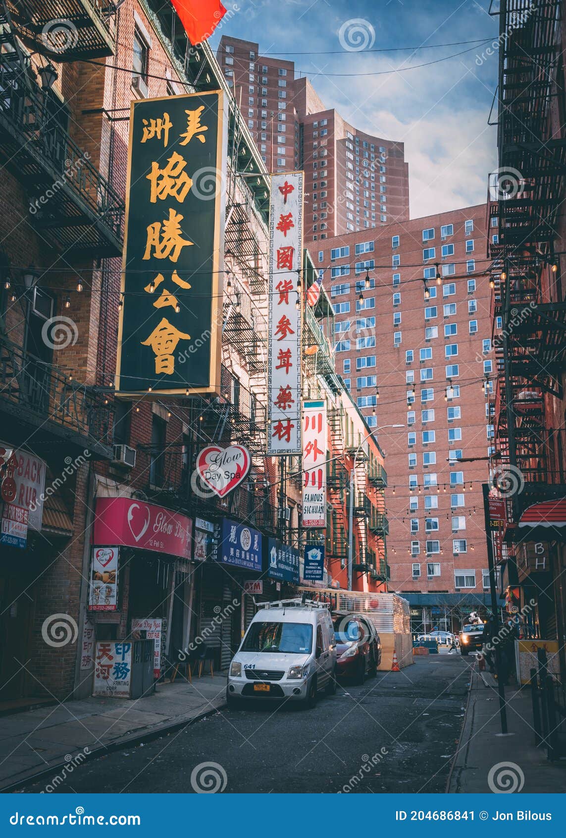 Signs on Pell Street in Chinatown, Manhattan, New York City Editorial