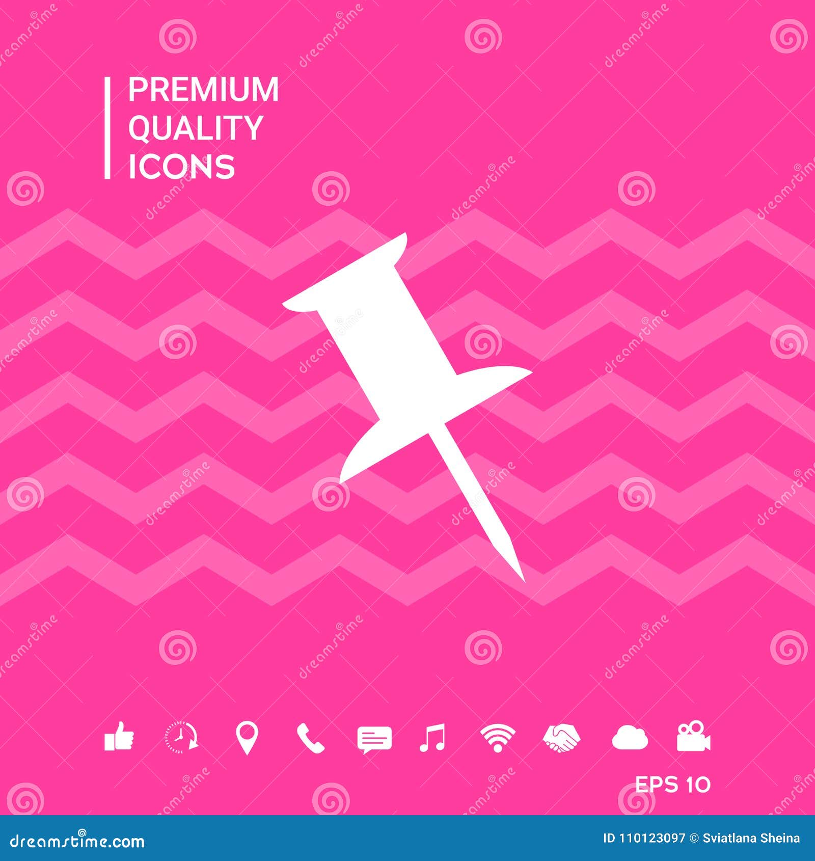 Drawing pin icon stock vector. Illustration of tack - 110123097