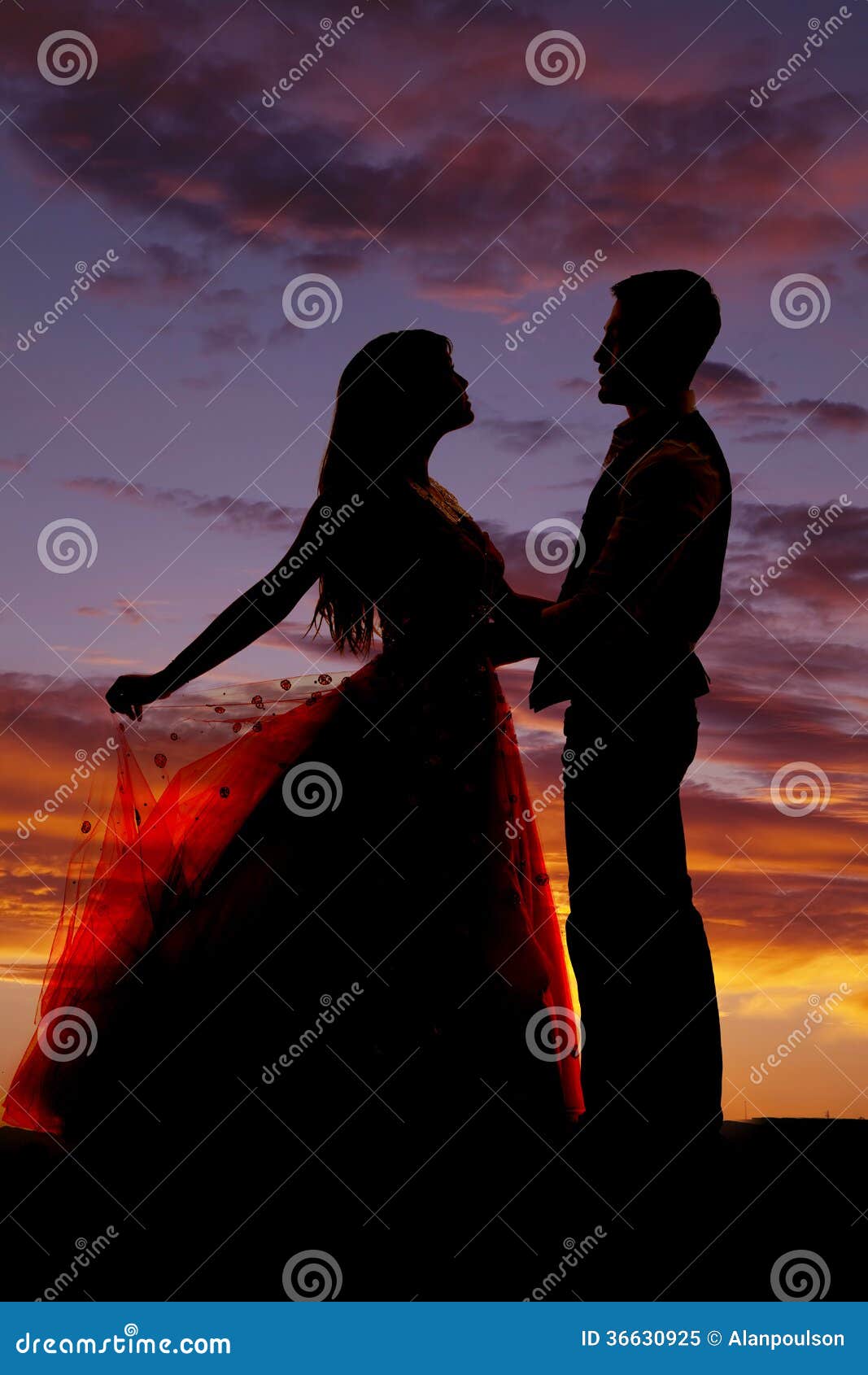 Siilhouette Couple Dancing Hold Skirt Stock Image Image of caucasian