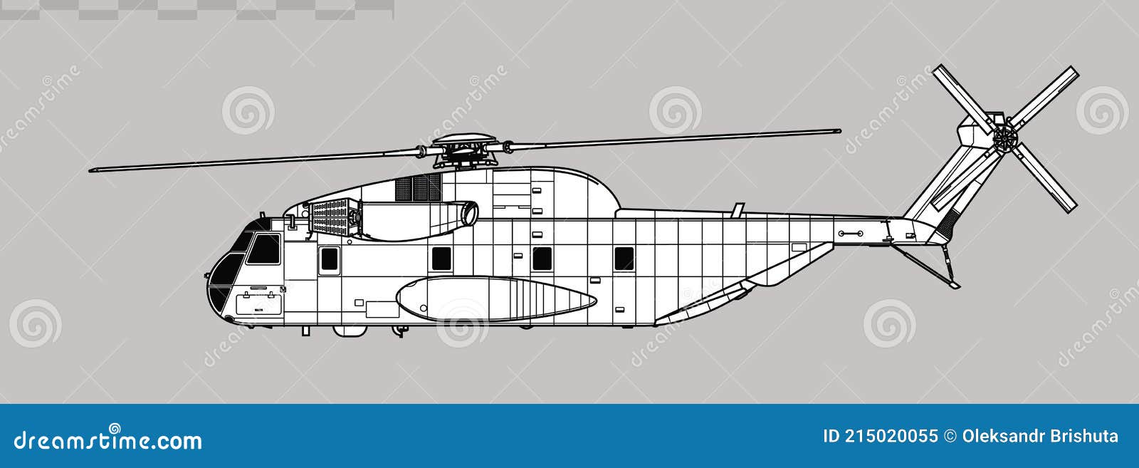 sikorsky ch-53 sea stallion.  drawing of heavy-lift helicopter.