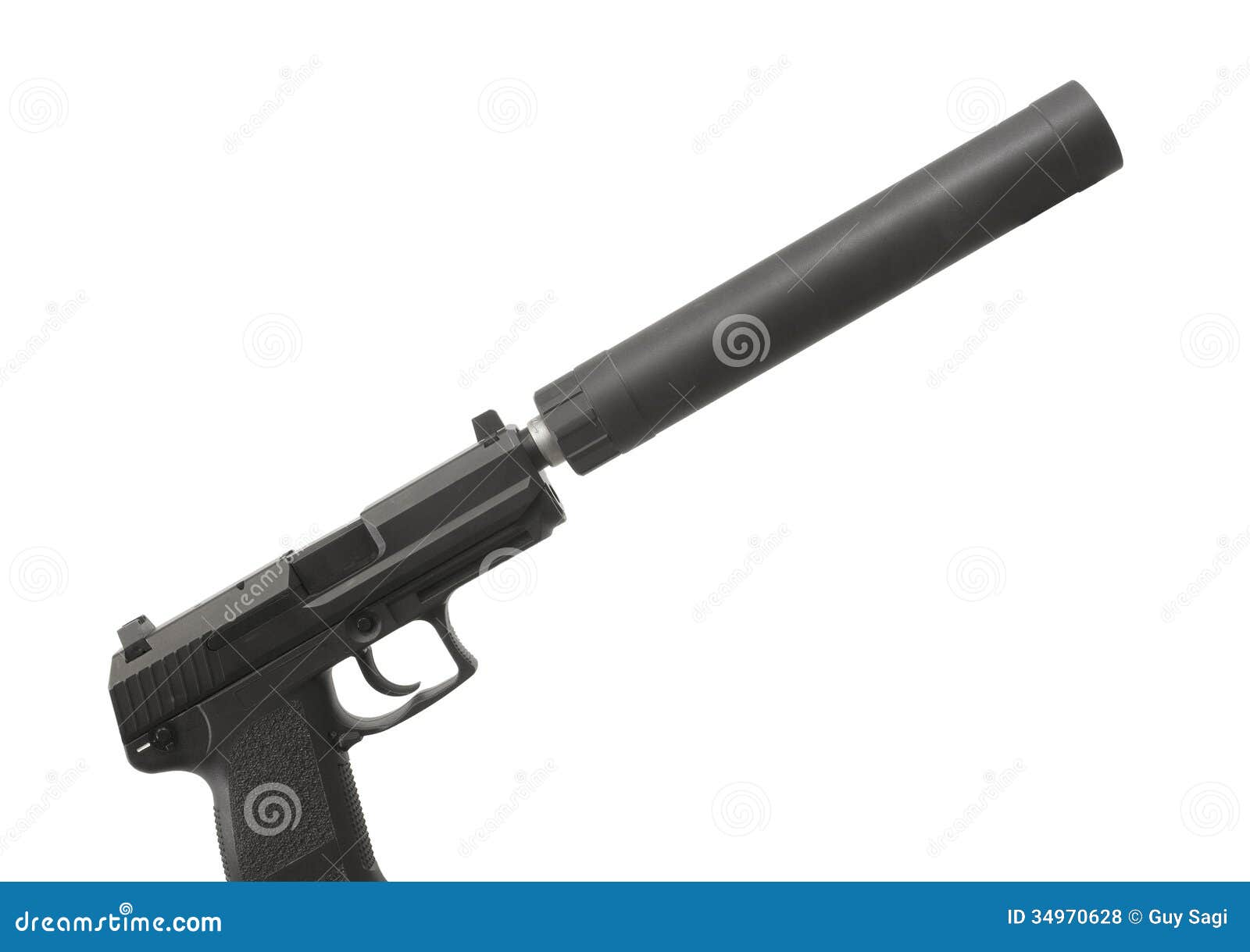 Silenced handgun stock photo. Image of weapon, gray, handgun 34970628