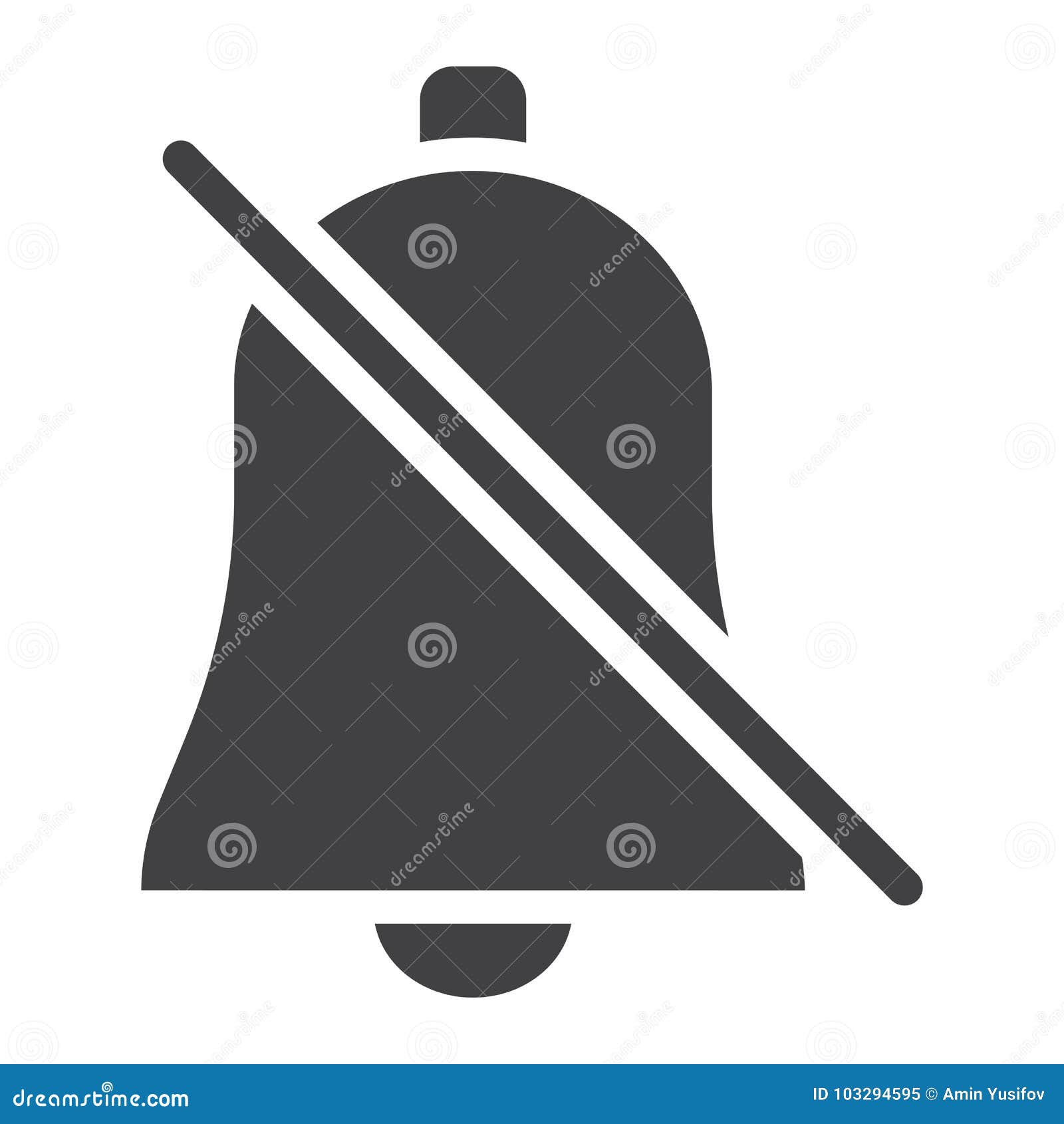 Silent Bell Glyph Icon,  and Mobile, Alarm Off Stock Vector