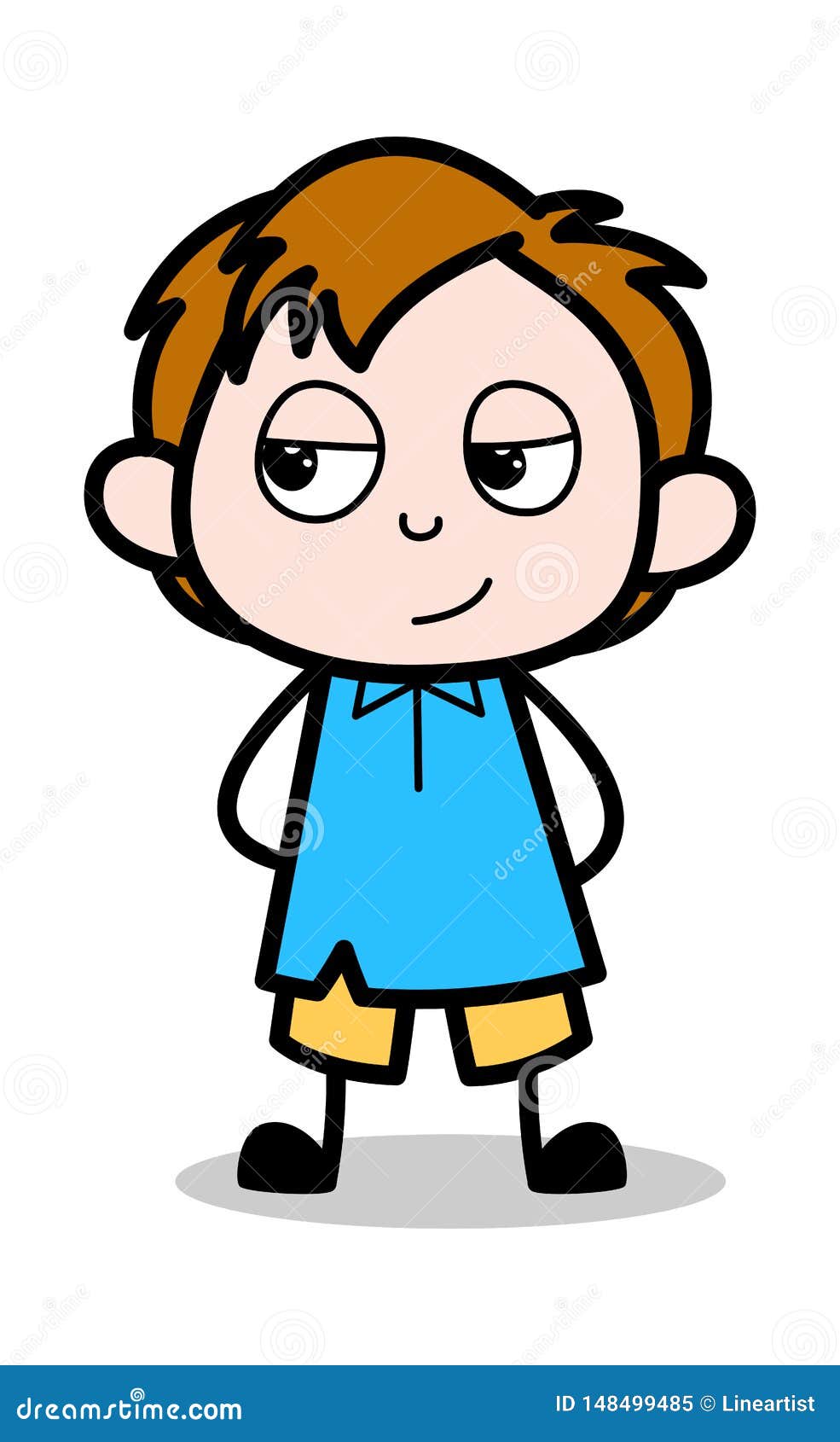 Silent Smile - School Boy Cartoon Character Vector Illustration Stock  Illustration - Illustration of doodle, male: 148499485