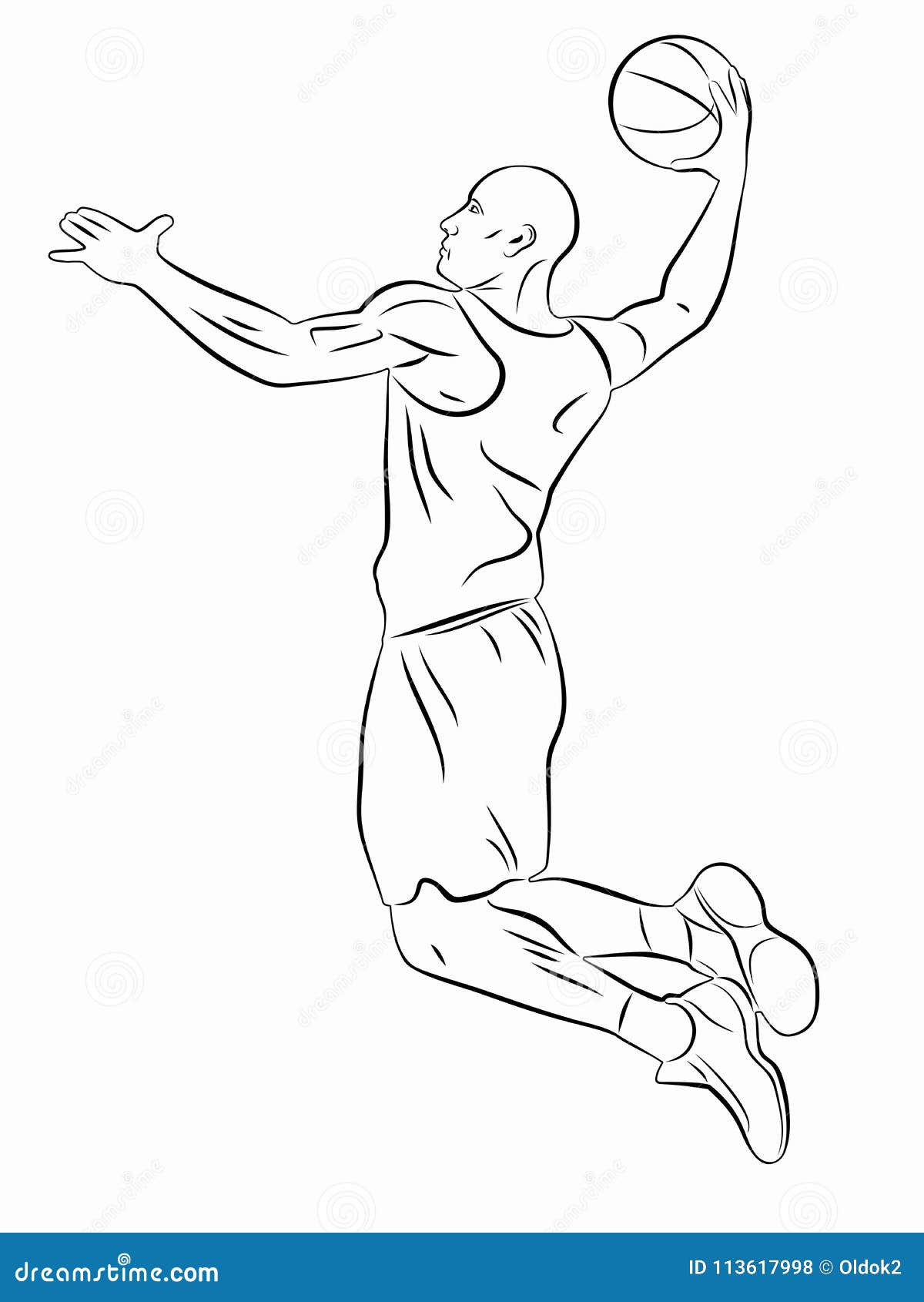 Silhouet Van Een Basketbalspeler. Vectorafbeelding Vector Illustratie -  Illustration of speler, lijn: 113617998, image size:1200x1690