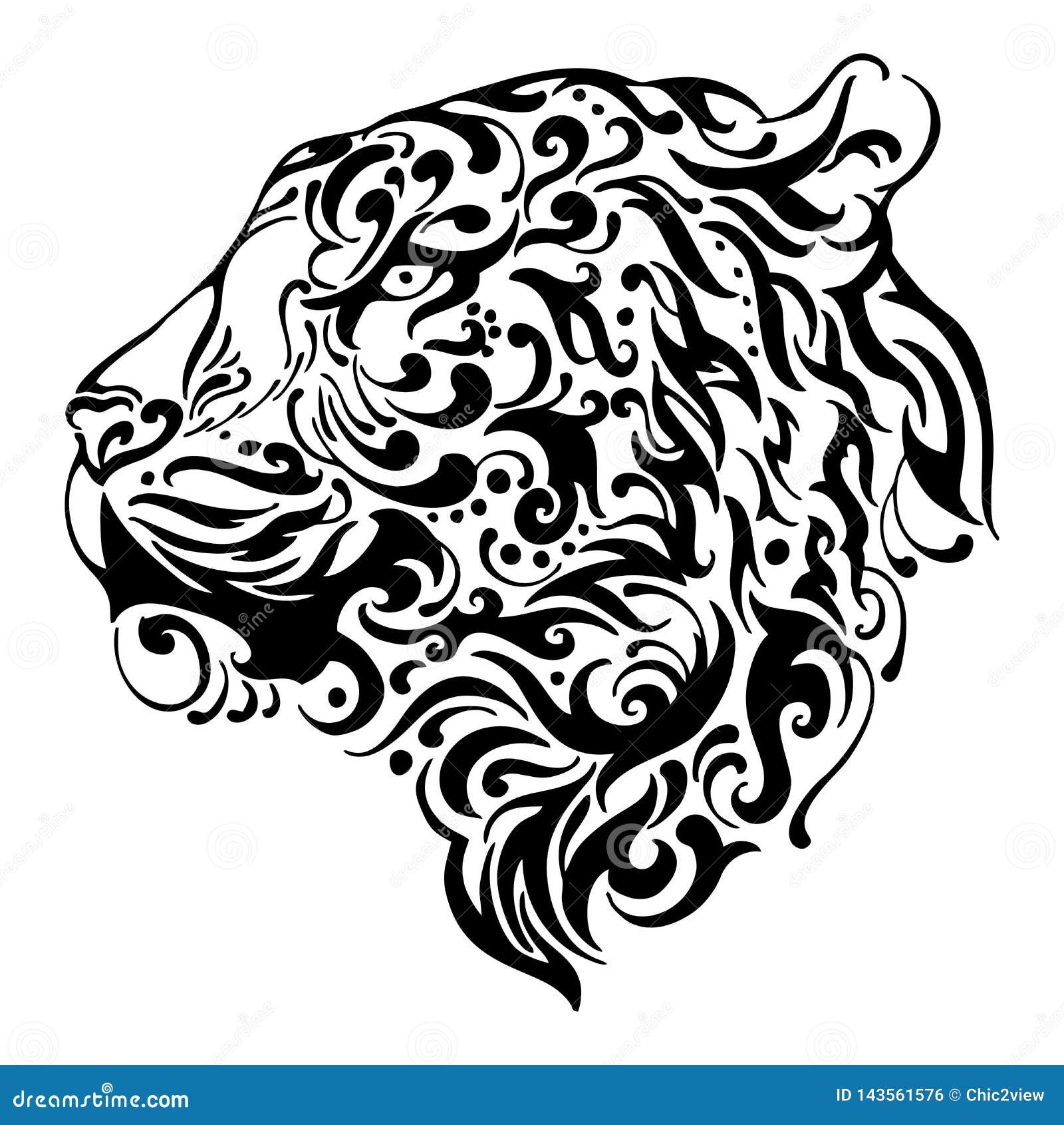 Silhouette Abstract Tiger Side Head Tribal Tattoo Stock Illustration -  Illustration of decoration, drawing: 143561576