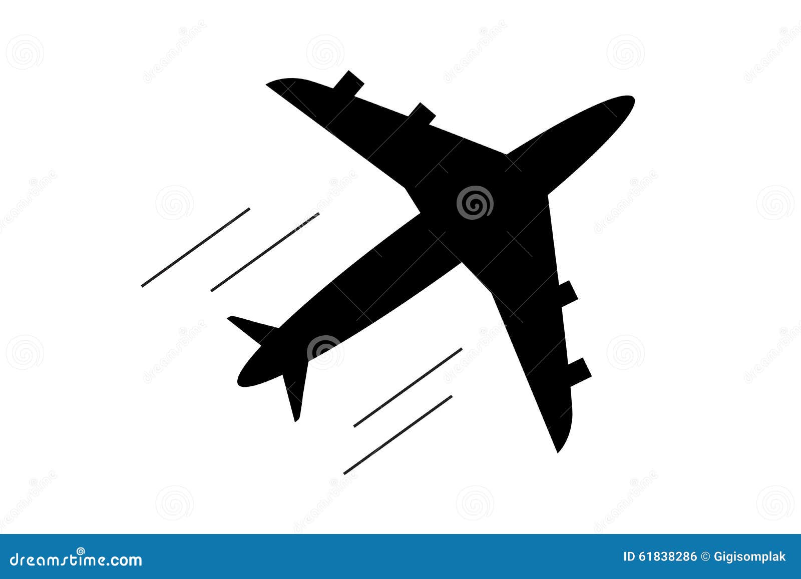 Silhouette of AirPlane, Isolated on White Stock Vector - Illustration ...