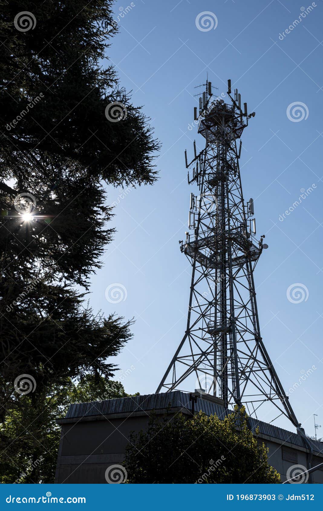 Silhouette Of Antenna Used For Mobile Phones Telecommunications And Trees Stock Image Image Of Broadcast Phones 196873903