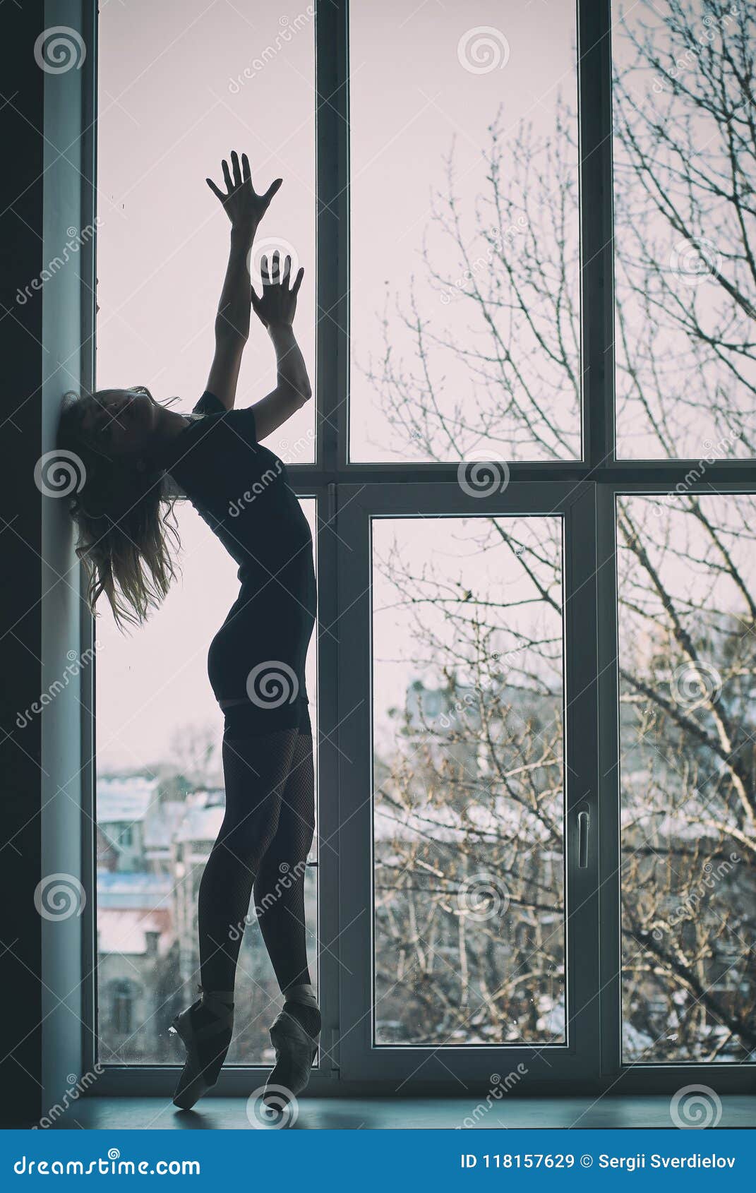 Silhouette the Ballerina, Ballerina at a Window Stock Image - Image of black, costume: 118157629