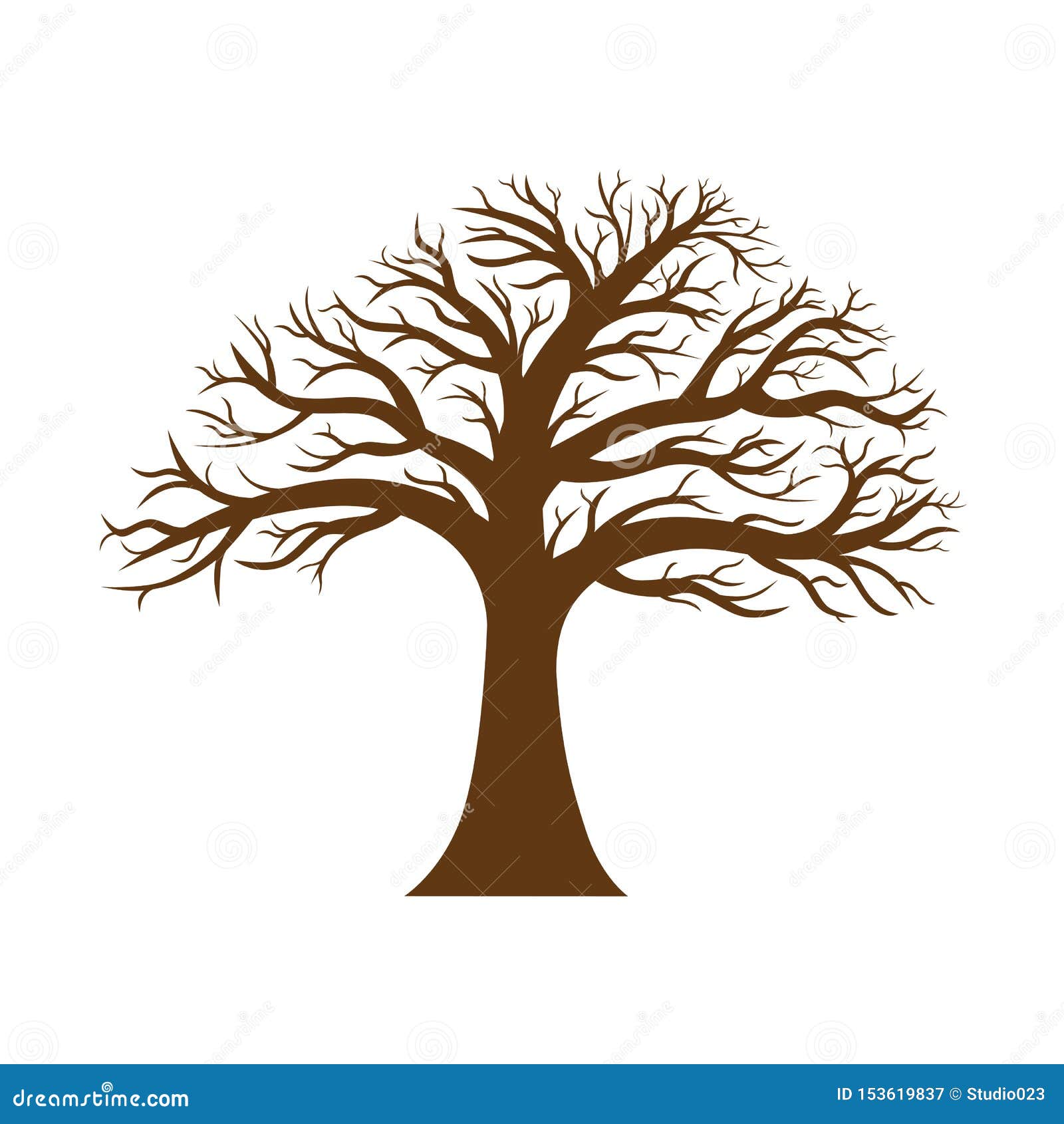 Download Silhouette Of Bare Tree Without Leaves In Winter Stock Vector - Illustration of black, element ...