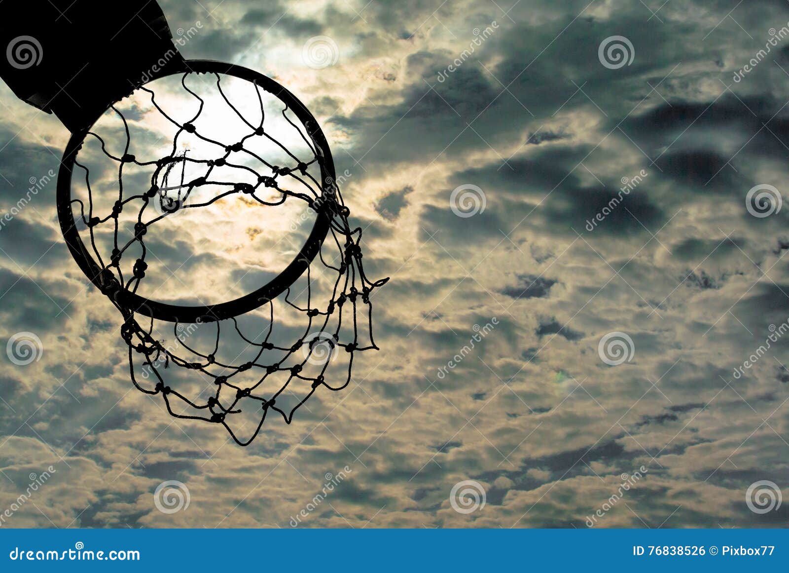 Silhouette of Basketball Hoop with Dramatic Sky Stock Photo Image of