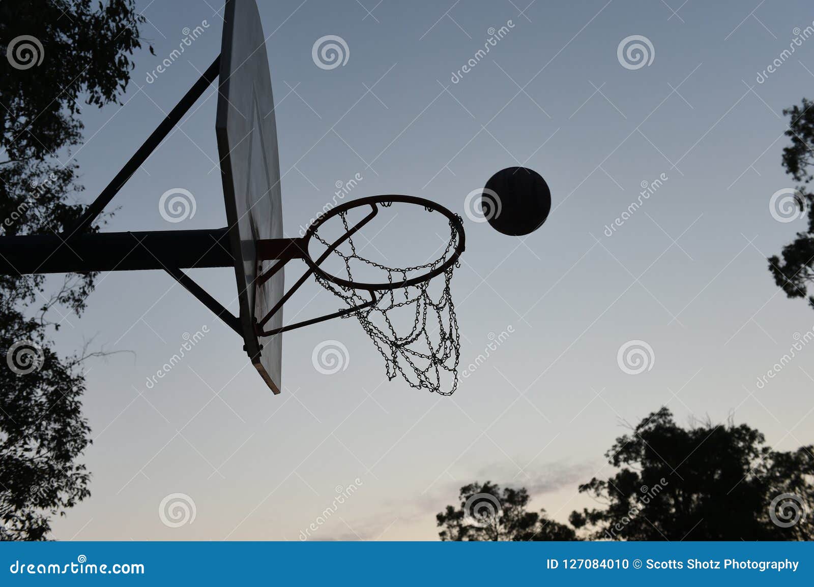 Silhouette Basketball, Net and Backboard Stock Photo Image of hoop