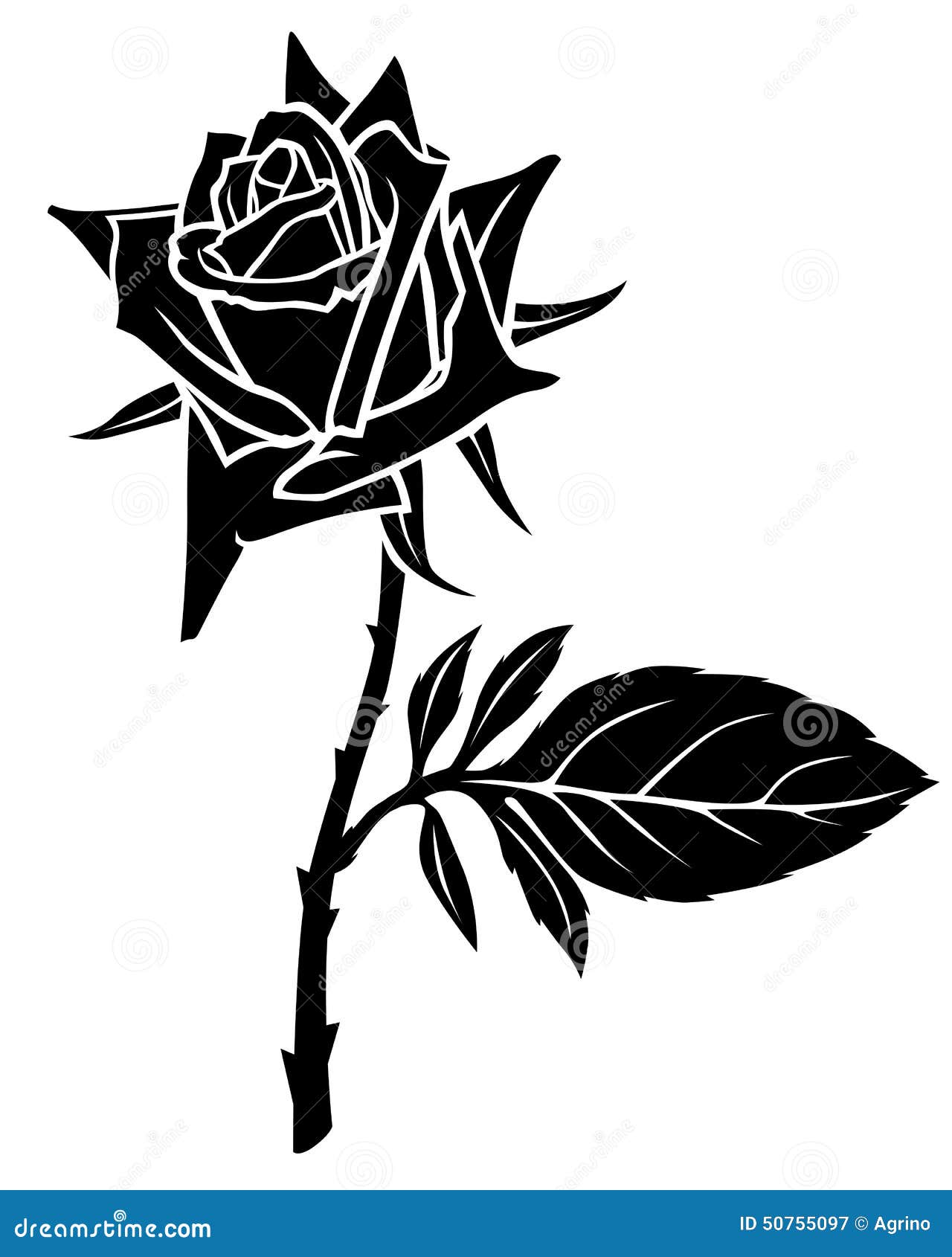 Silhouette of Beautiful Flowering Rose Stock Vector - Illustration of ...