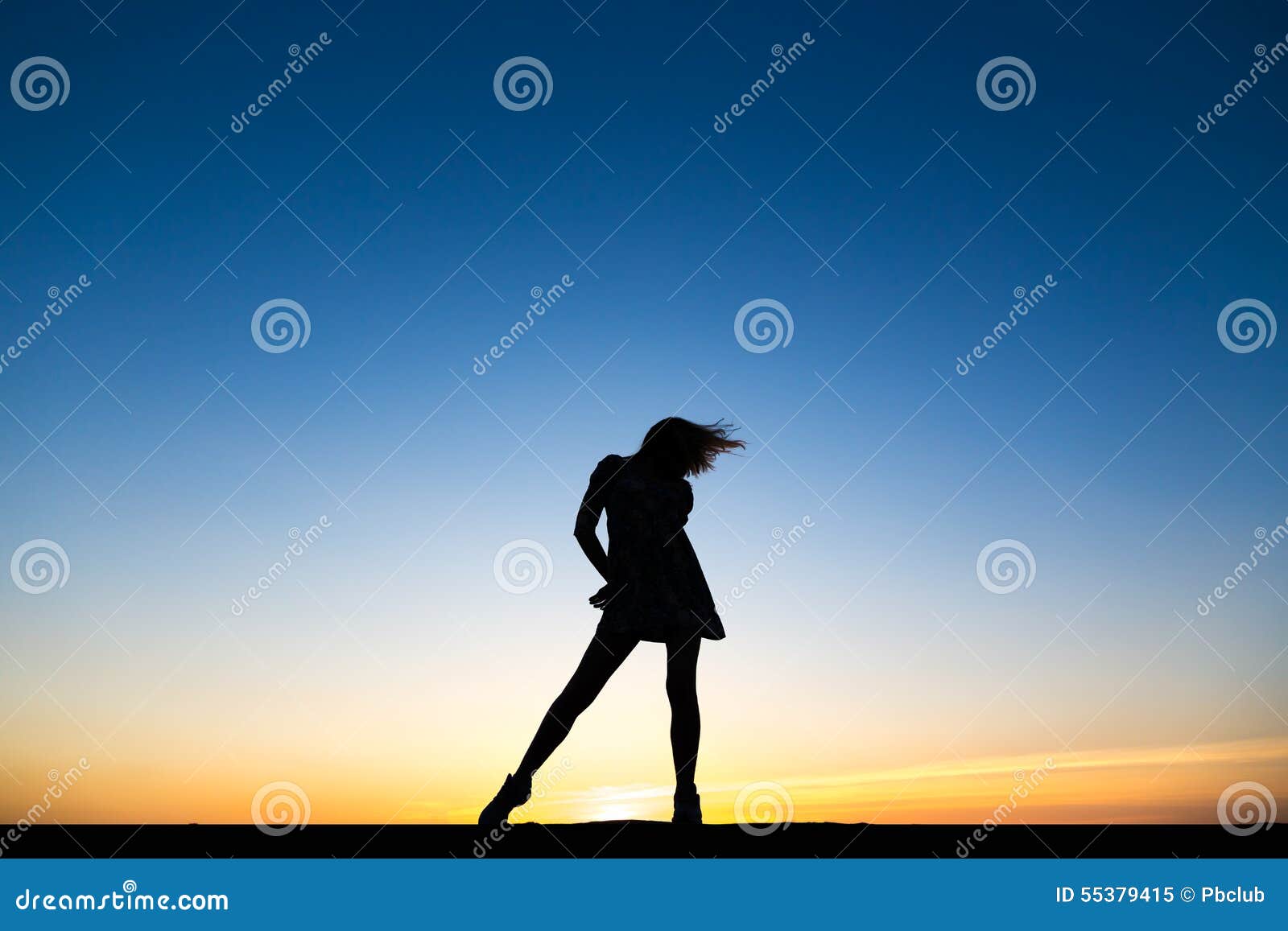 Silhouette Of A Beautiful Happy Healthy Woman Dancer Stock Image