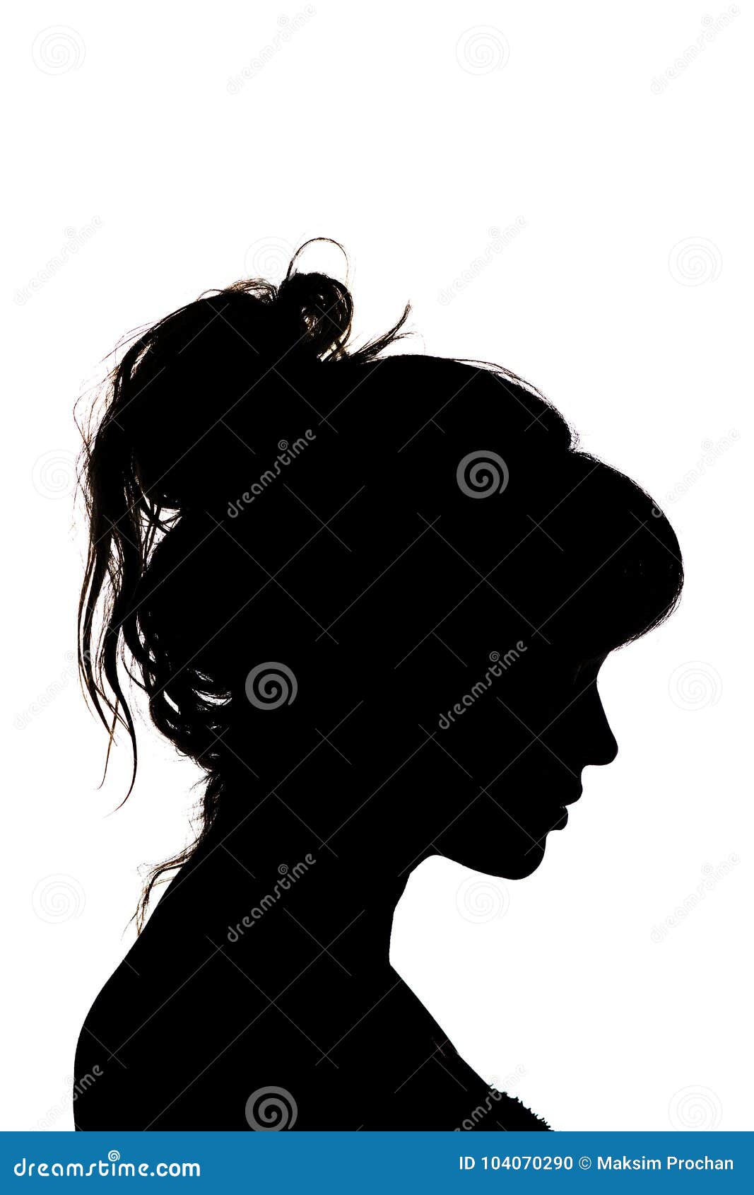 Profile of a Sad Young Woman Silhouette in Swimsuit Stock Image