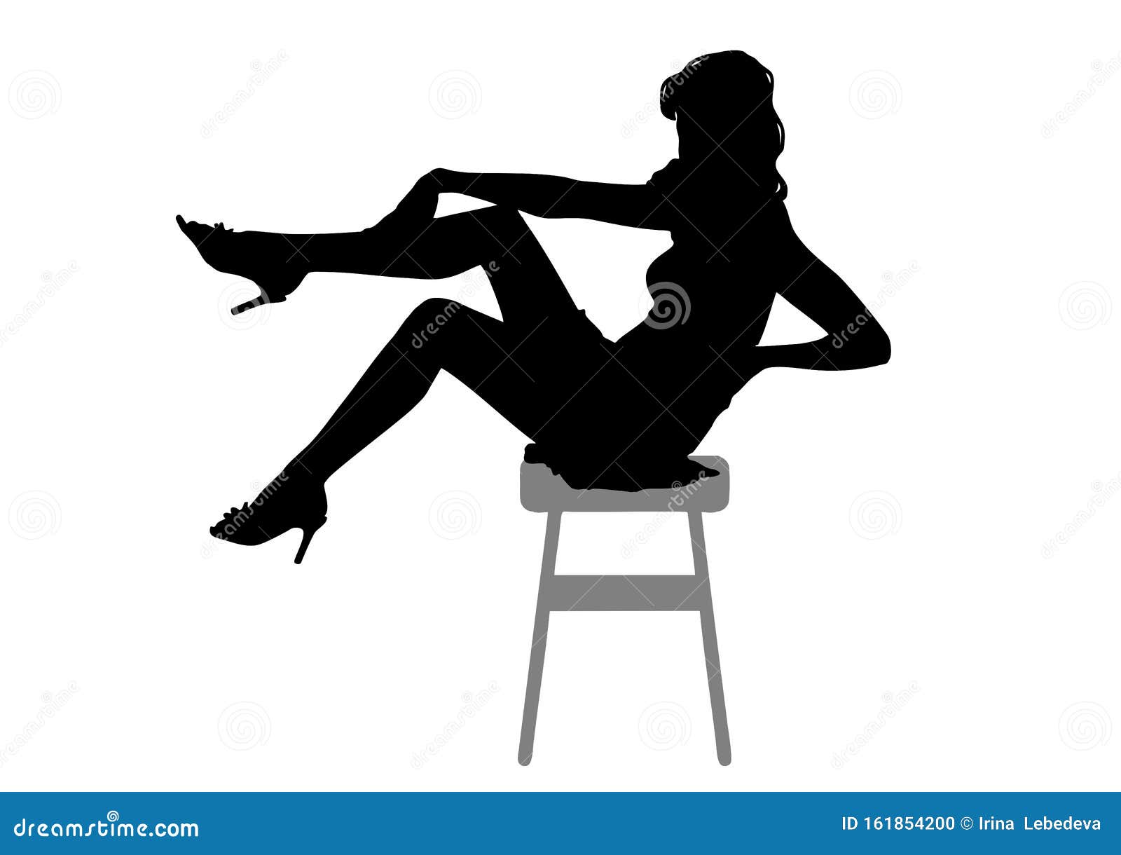 Silhouette Of The Sexual Woman Sitting On Stool RoyaltyFree Stock