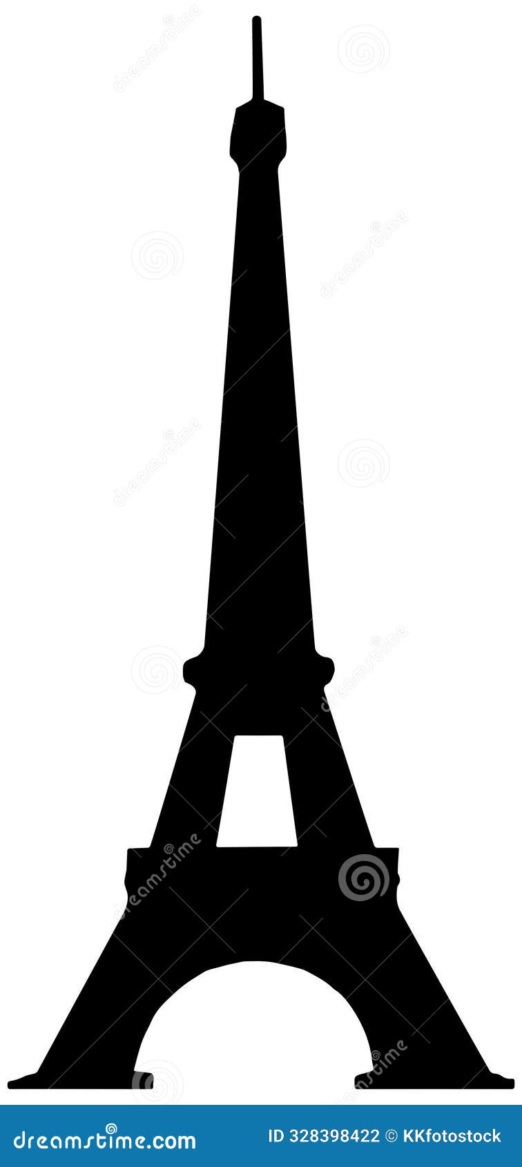 Eiffel Tower Silhouette Clipart, Isolated Stock Vector - Illustration