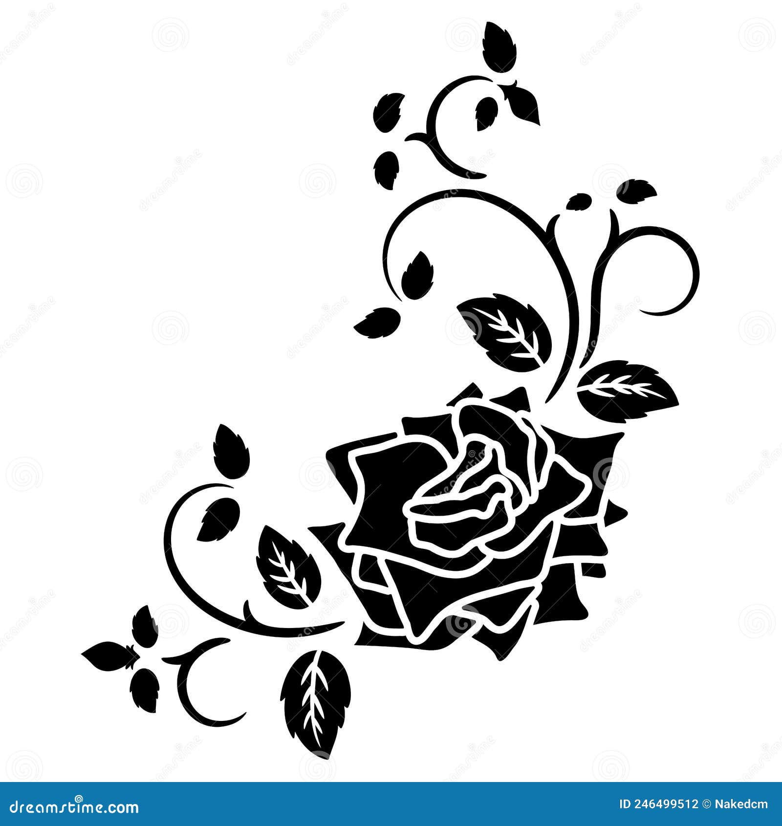 Silhouette Black Rose Flower Decoration Stock Vector - Illustration of ...