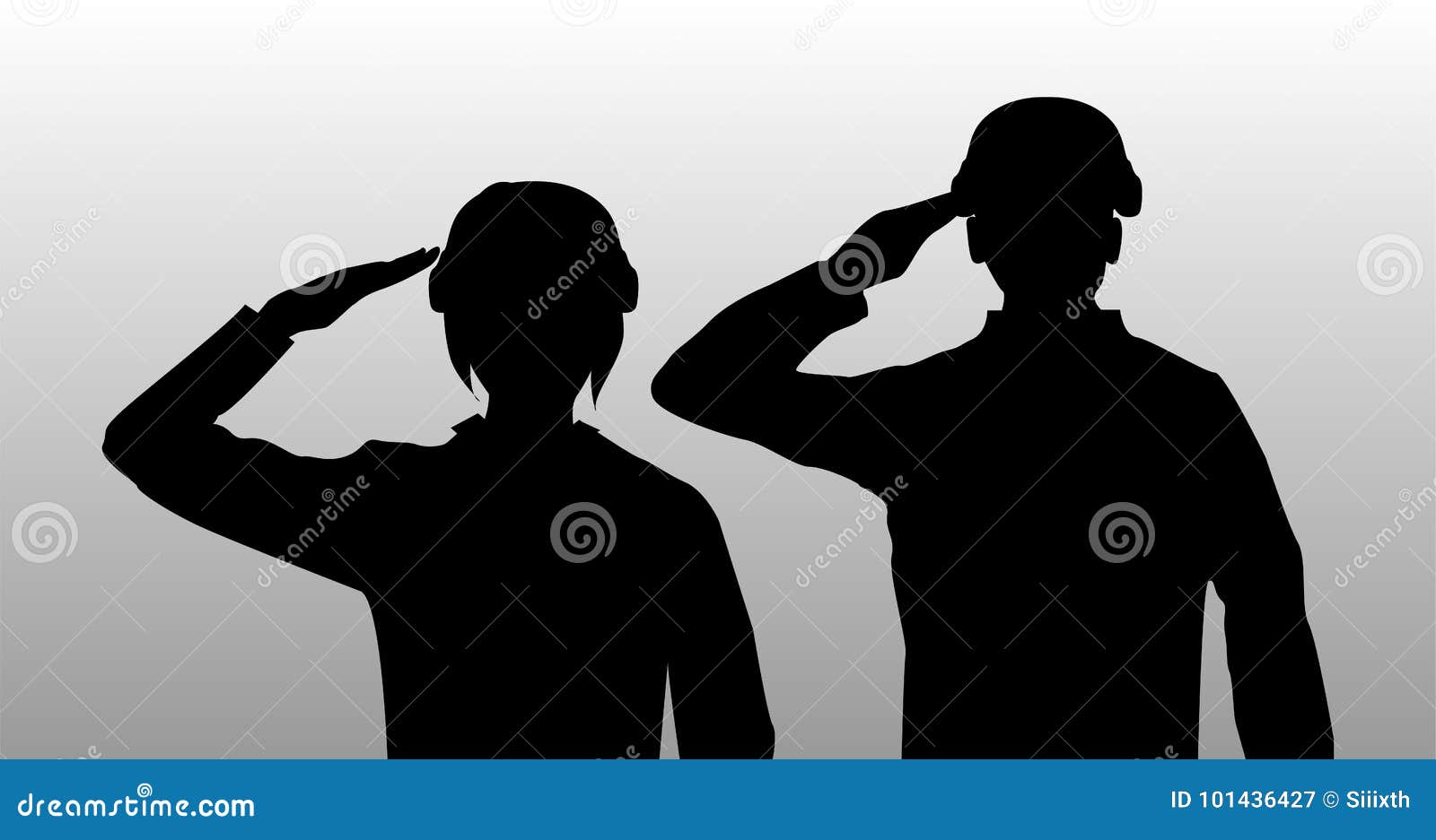 silhouette black salute men and women soldier