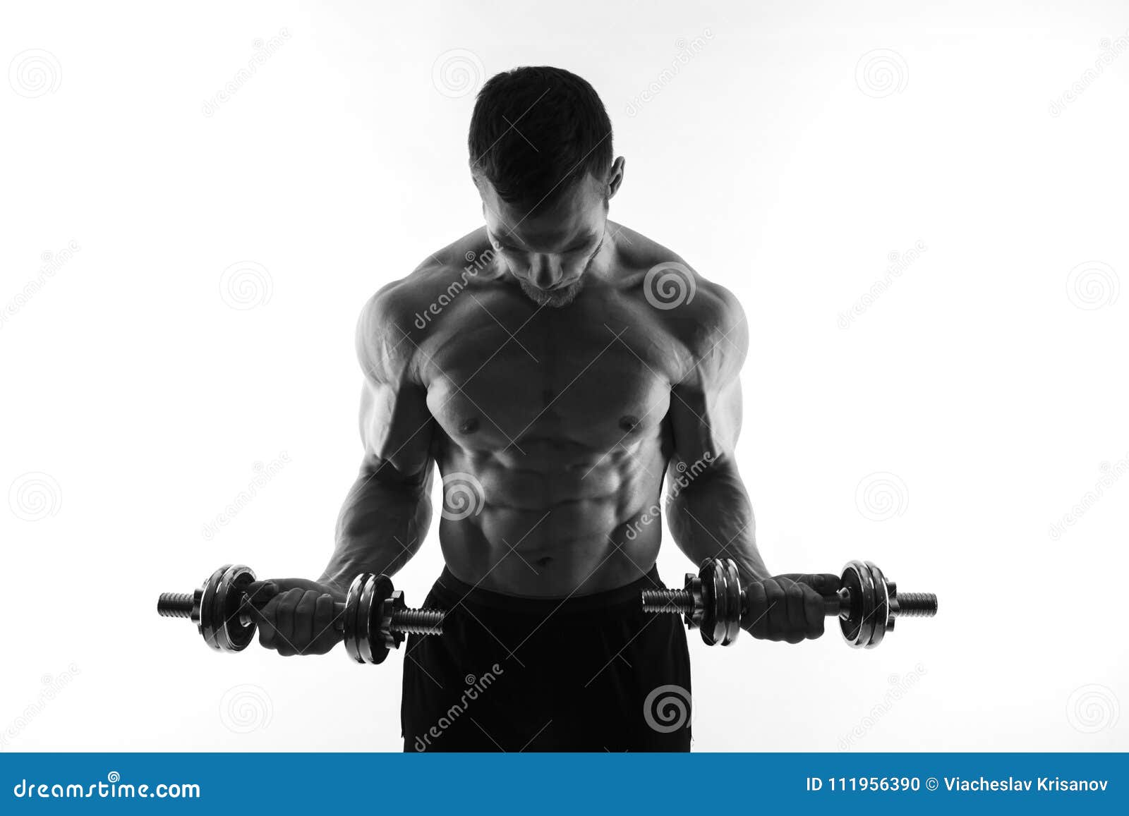 silhouette of a bodybuilder on a white background