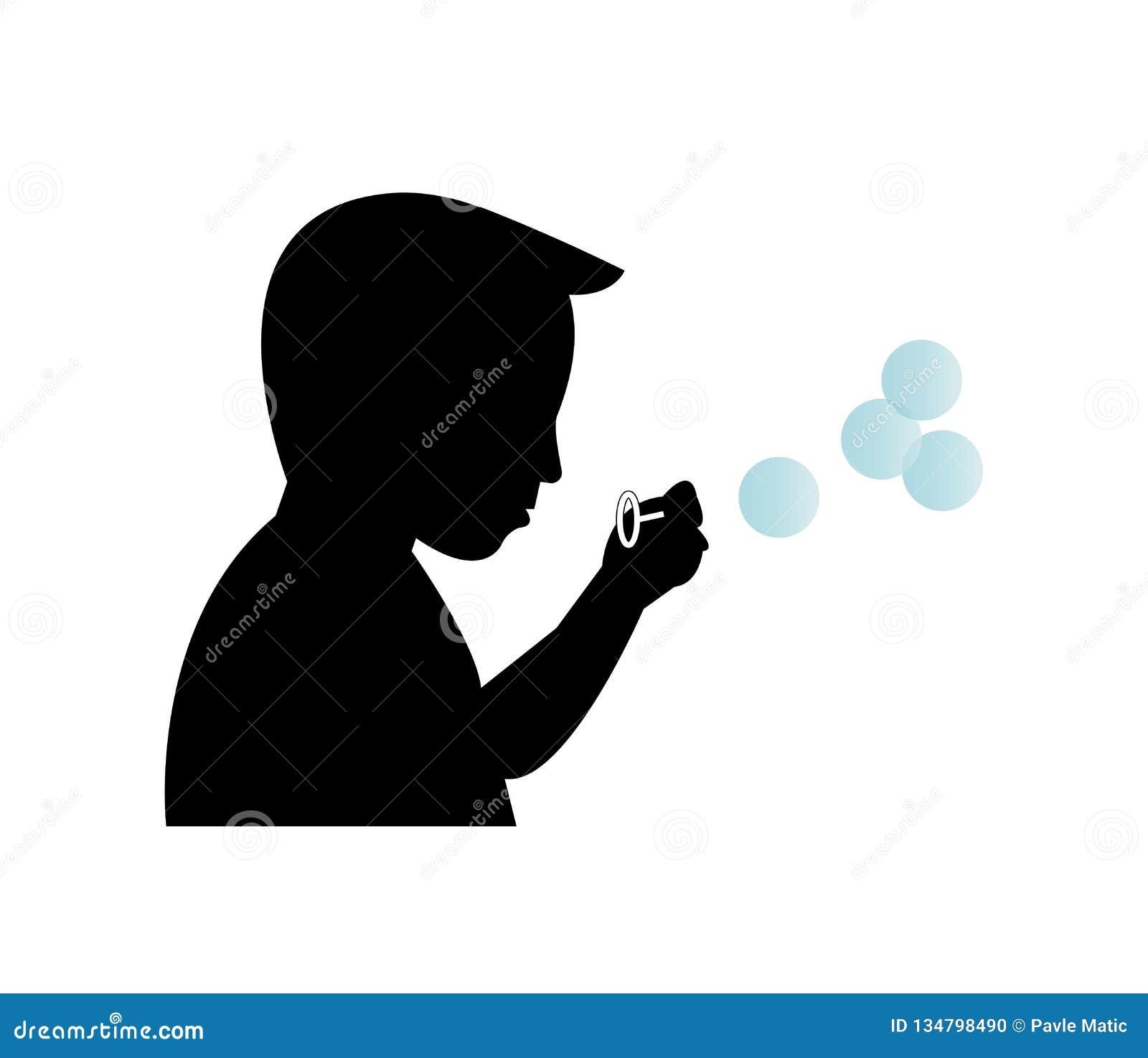 Download Silhouette Of A Boy Blowing Bubbles Stock Vector ...