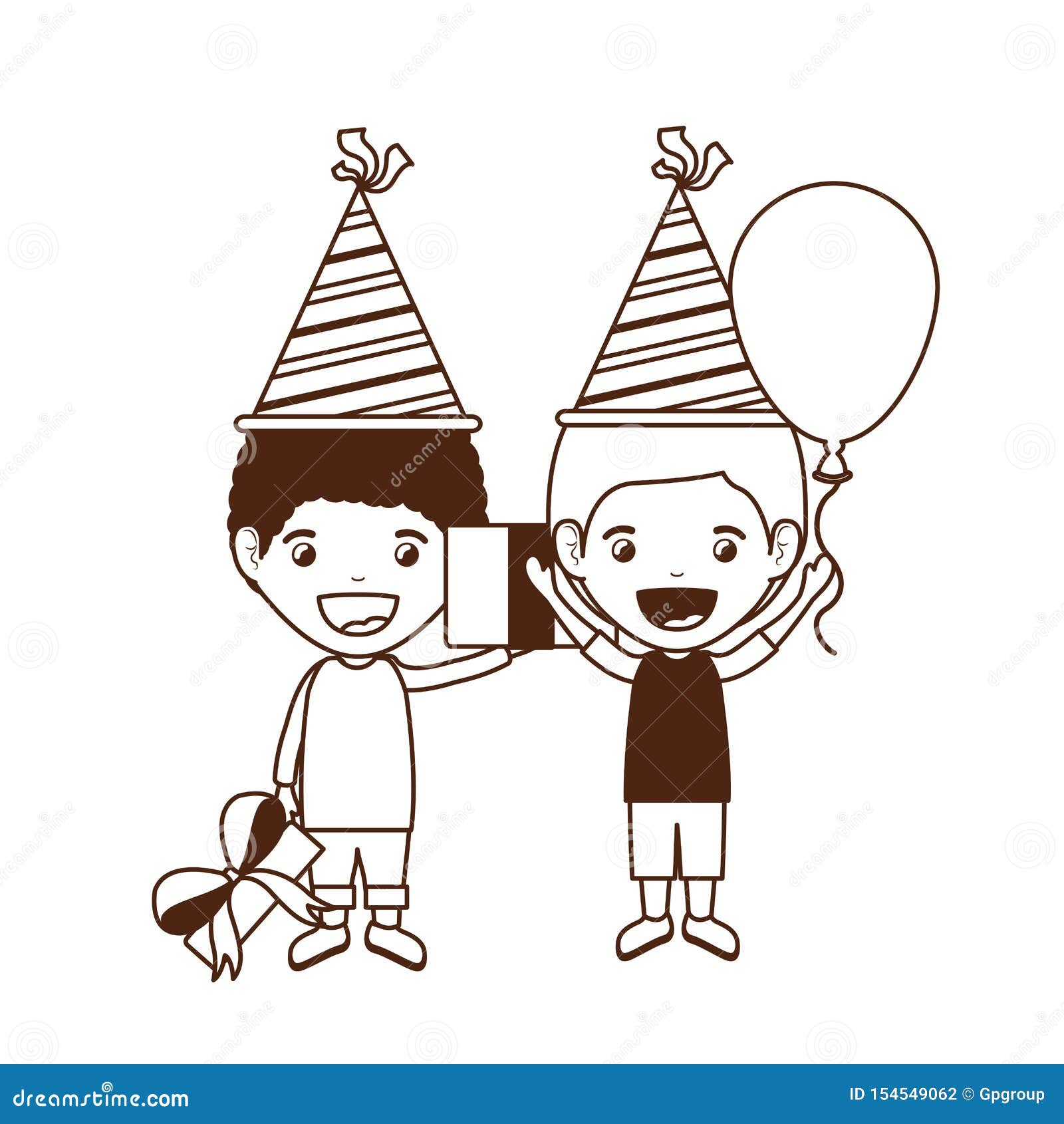 Download Silhouette Of Boys With Party Hat In Birthday Celebration ...