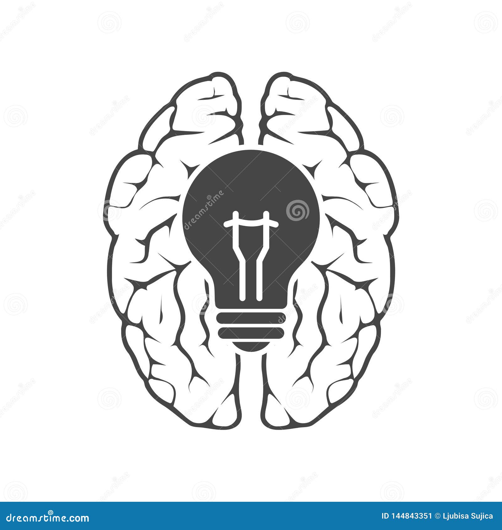 Silhouette of the brain stock vector. Illustration of isolated - 144843351