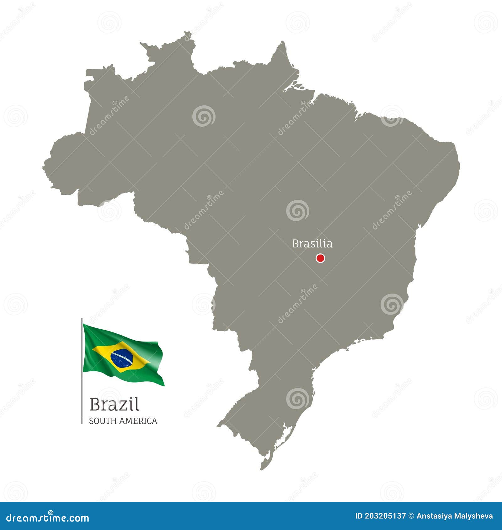 Brazil Political Map With Capital Brasilia, National Borders And