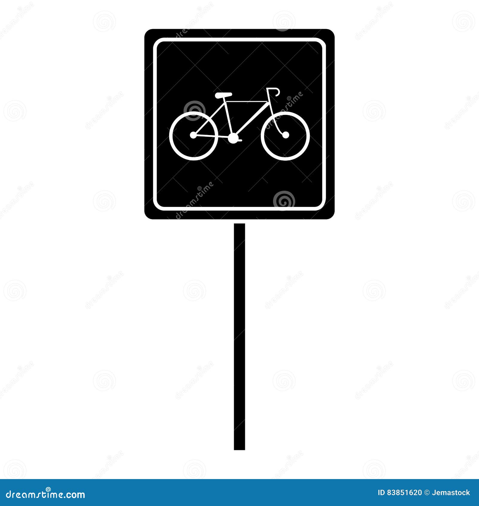 Silhouette Bycicle Road Sign Parking Stock Vector Illustration of