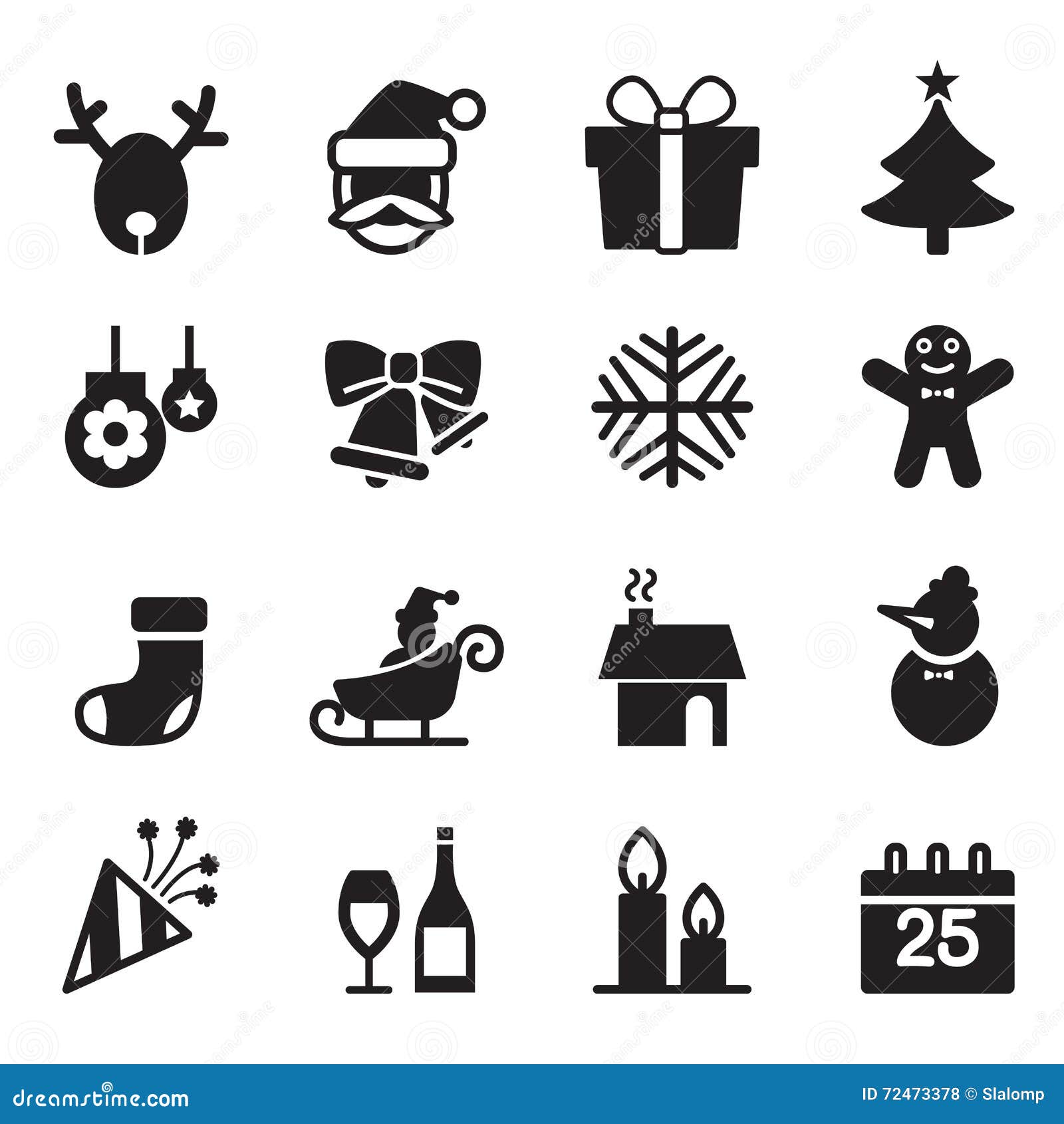 Silhouette Christmas Icons Set Stock Vector - Illustration of santa ...