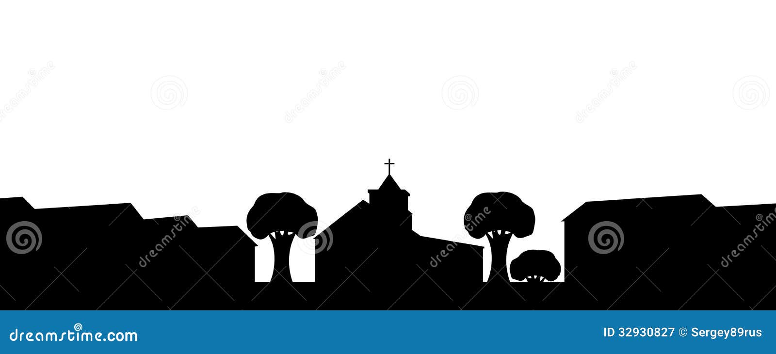 silhouette church town vector illustration 32930827