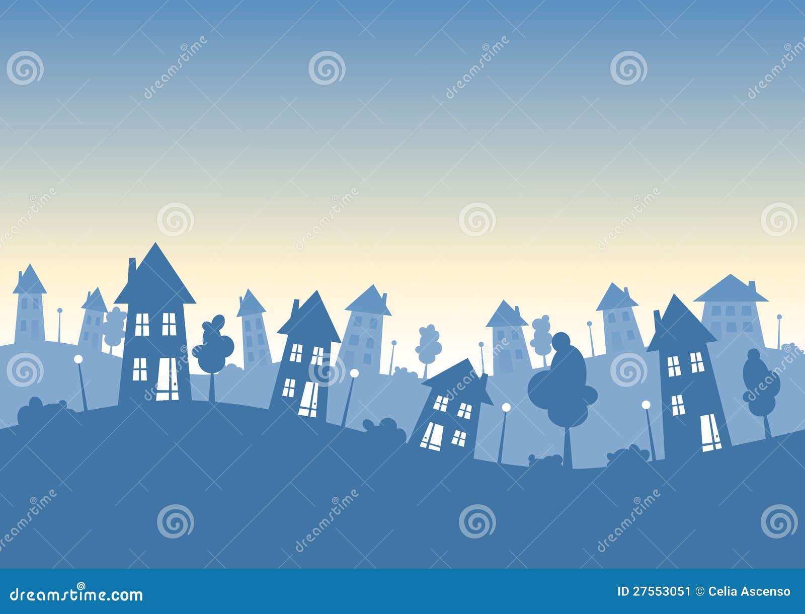 silhouette city houses skyline